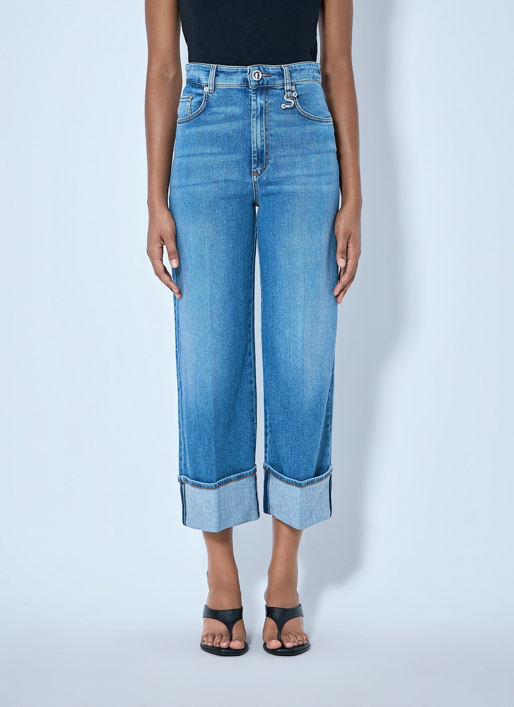 Cropped Wide-Leg Denim Jeans