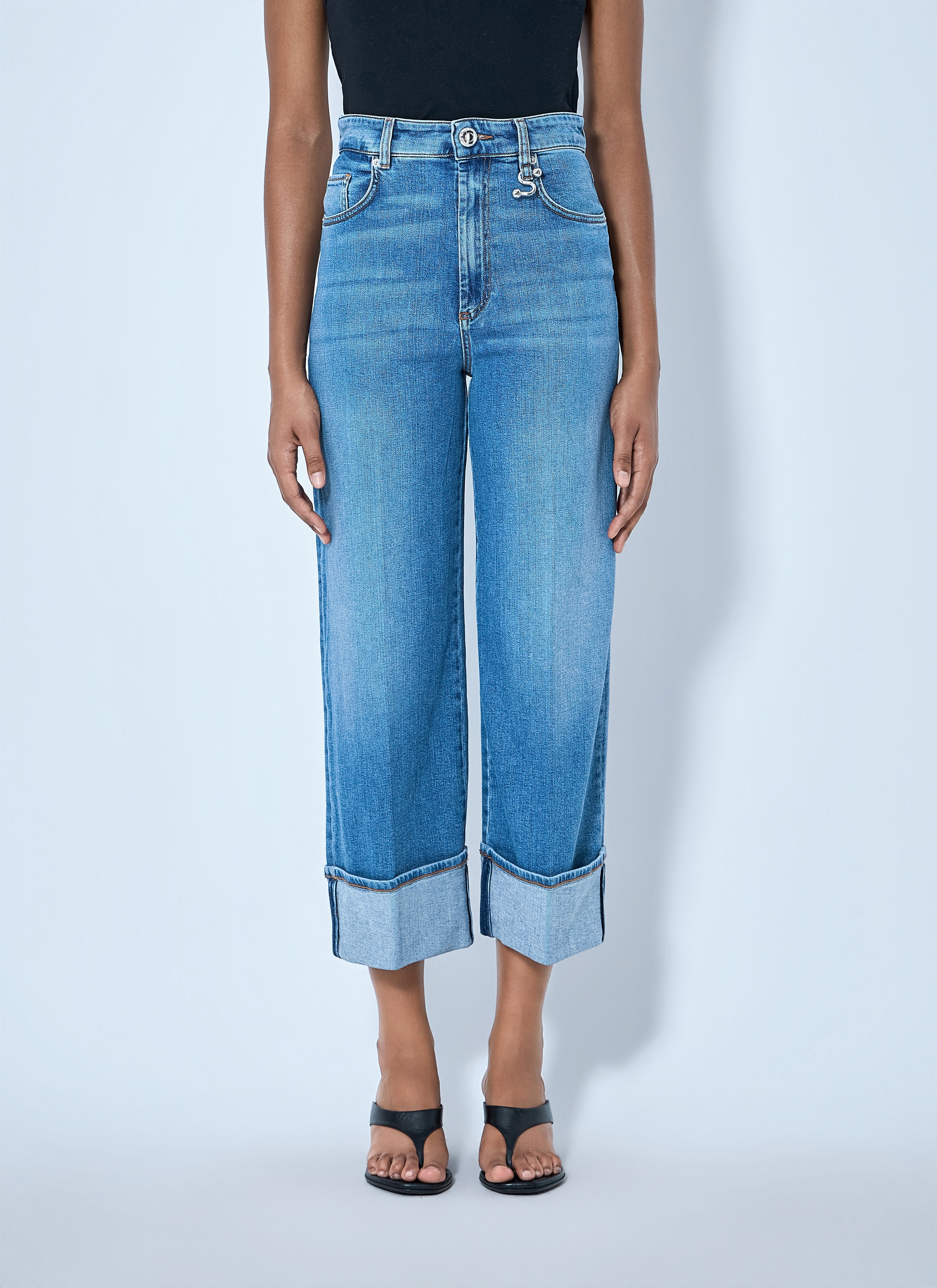 Cropped Wide-Leg Denim Jeans