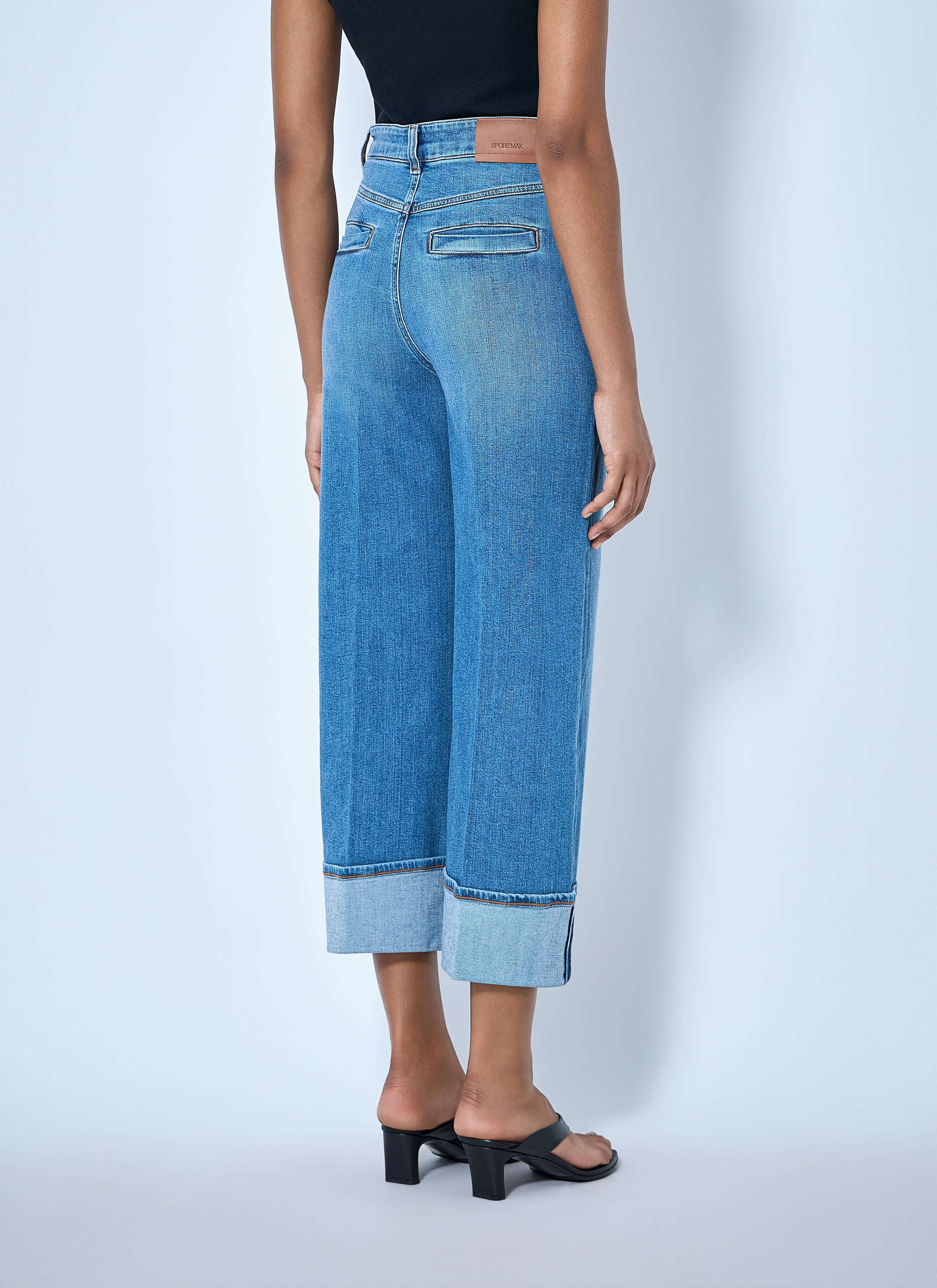 Cropped Wide-Leg Denim Jeans