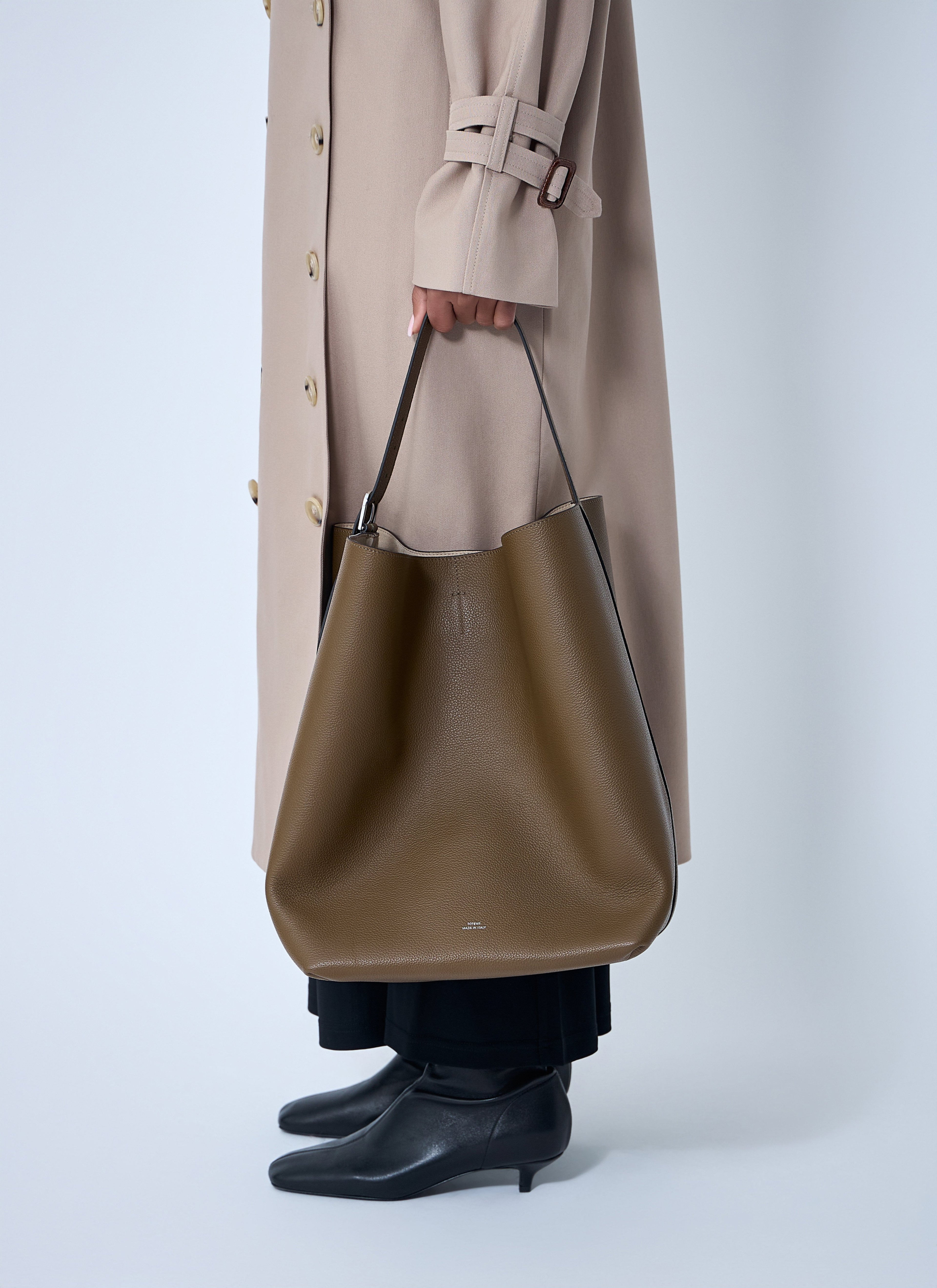 Leather Belted Tote Bag