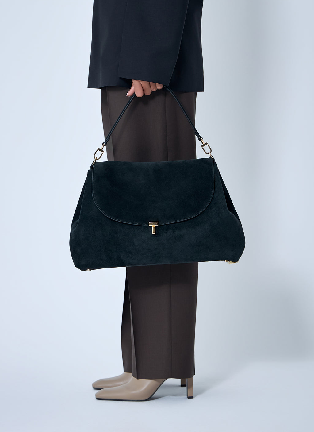 T-Lock Suede Satchel Bag