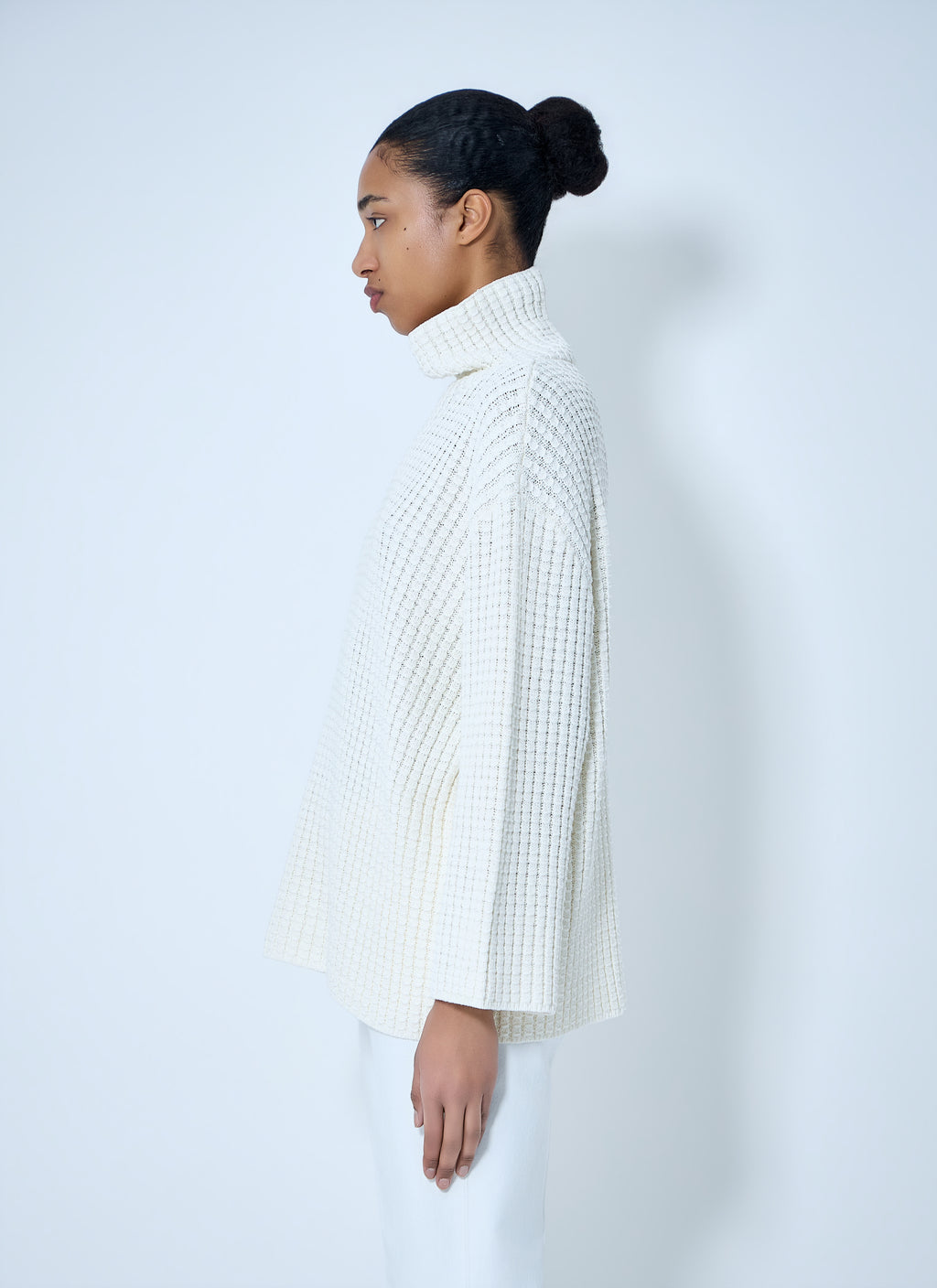 Waffle Knit Turtleneck Sweater