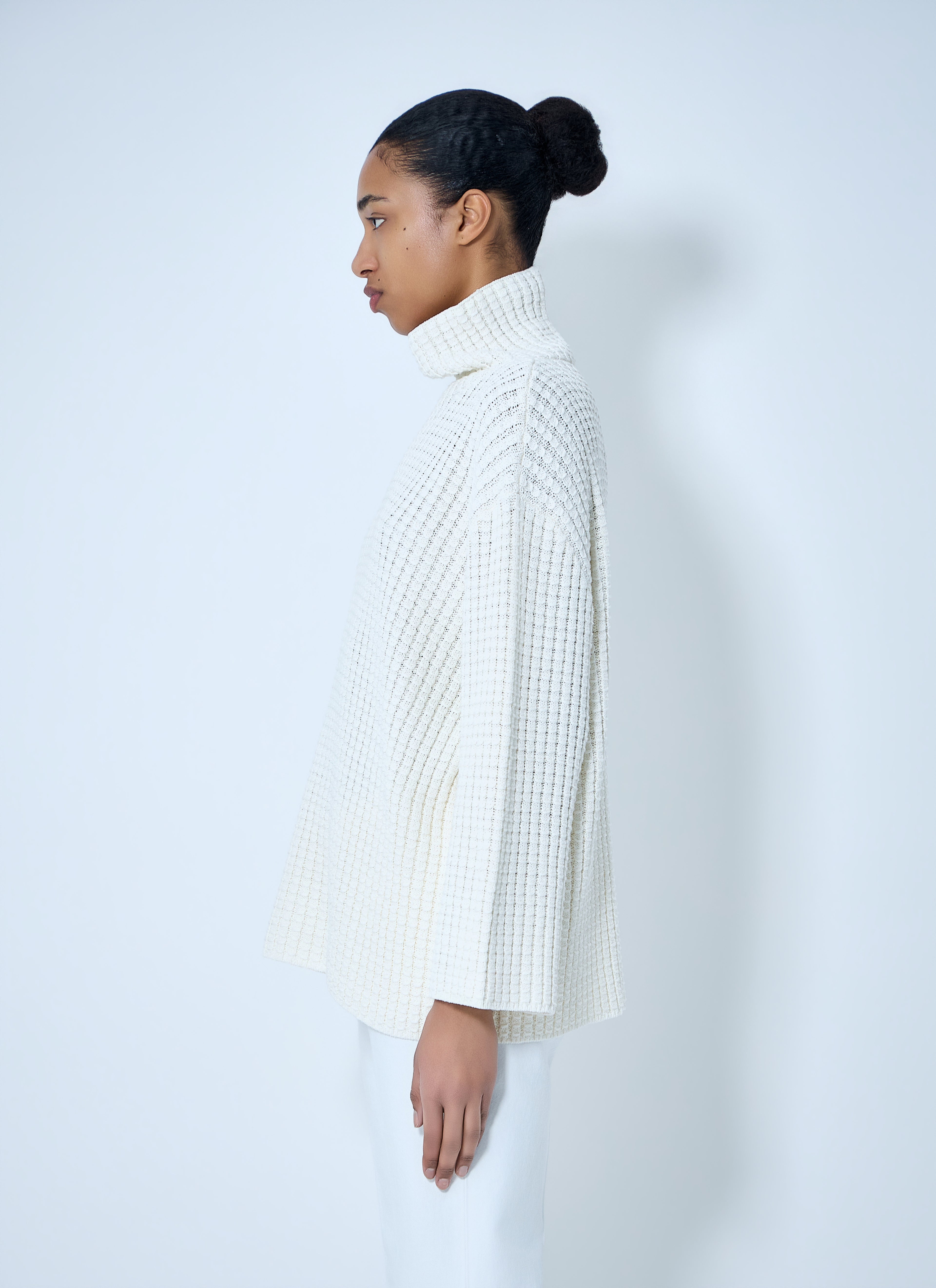 Waffle Knit Turtleneck Sweater