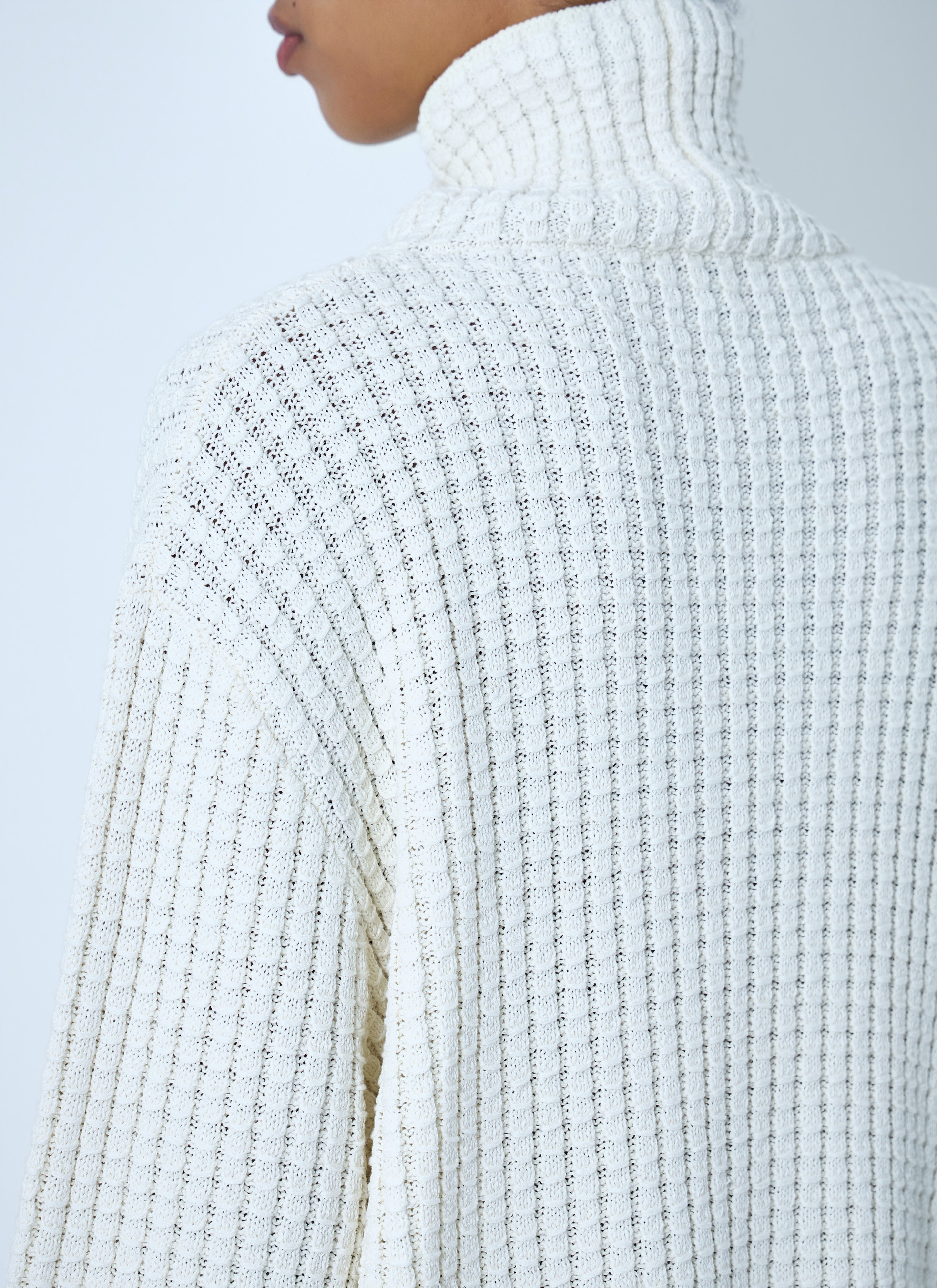 Waffle Knit Turtleneck Sweater
