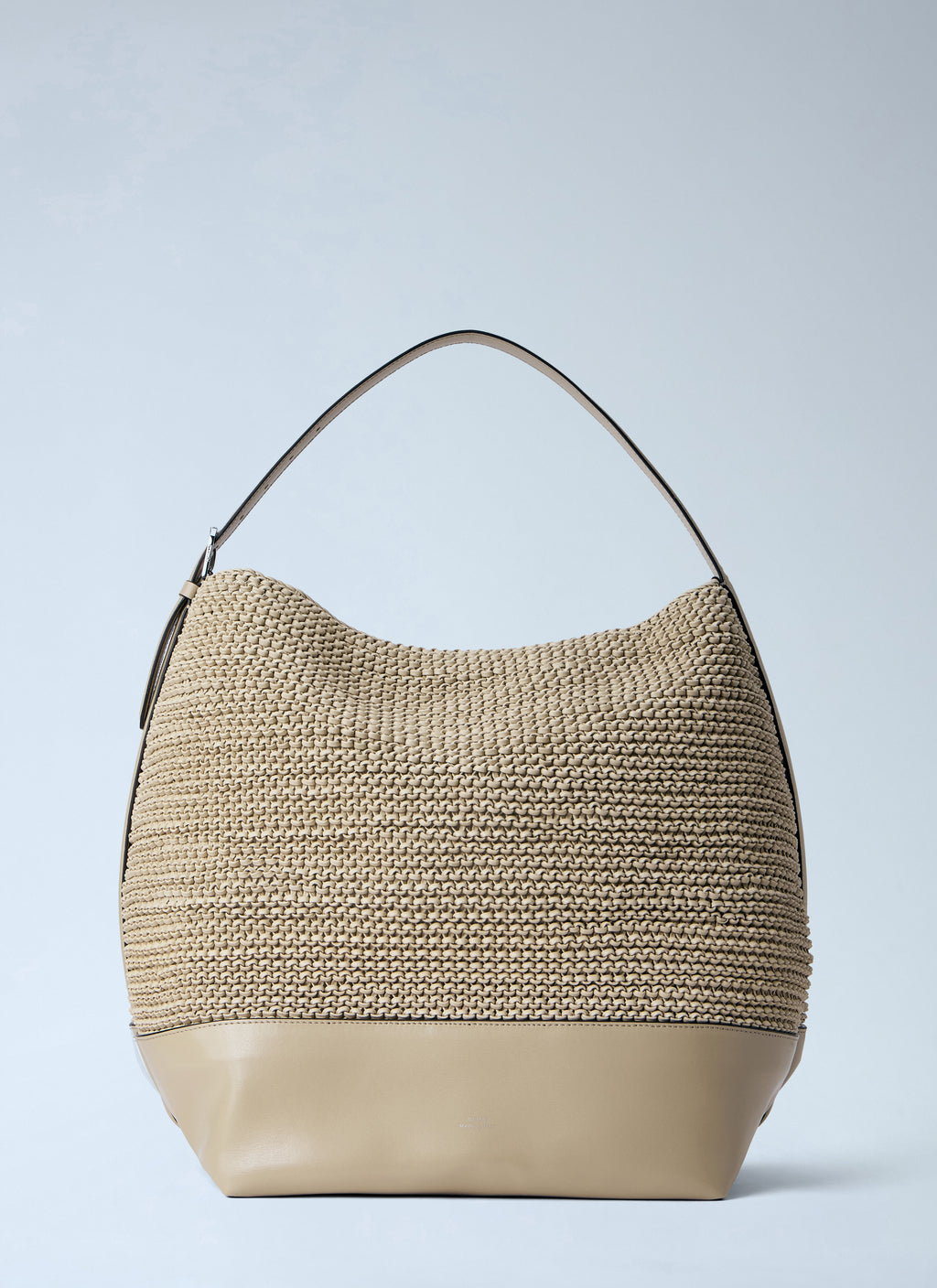 Belted Woven Leather Tote Bag