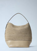 Belted Woven Leather Tote Bag