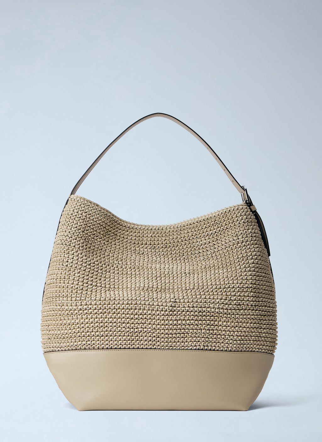 Belted Woven Leather Tote Bag