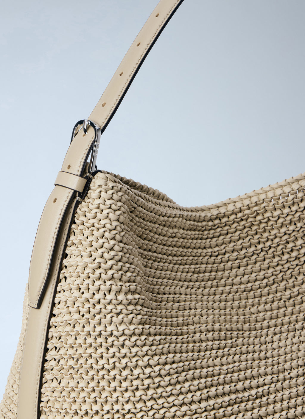 Belted Woven Leather Tote Bag