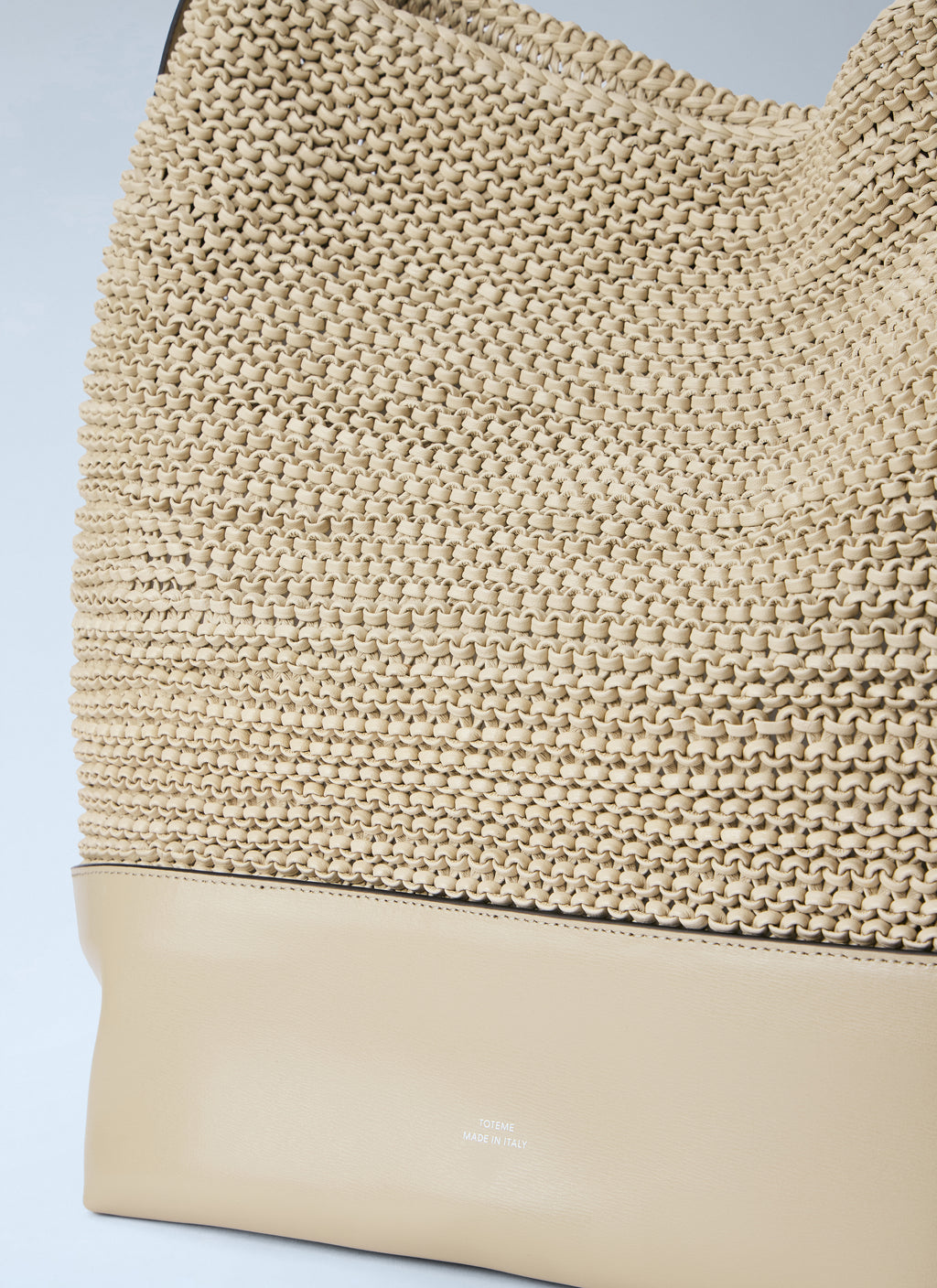 Belted Woven Leather Tote Bag