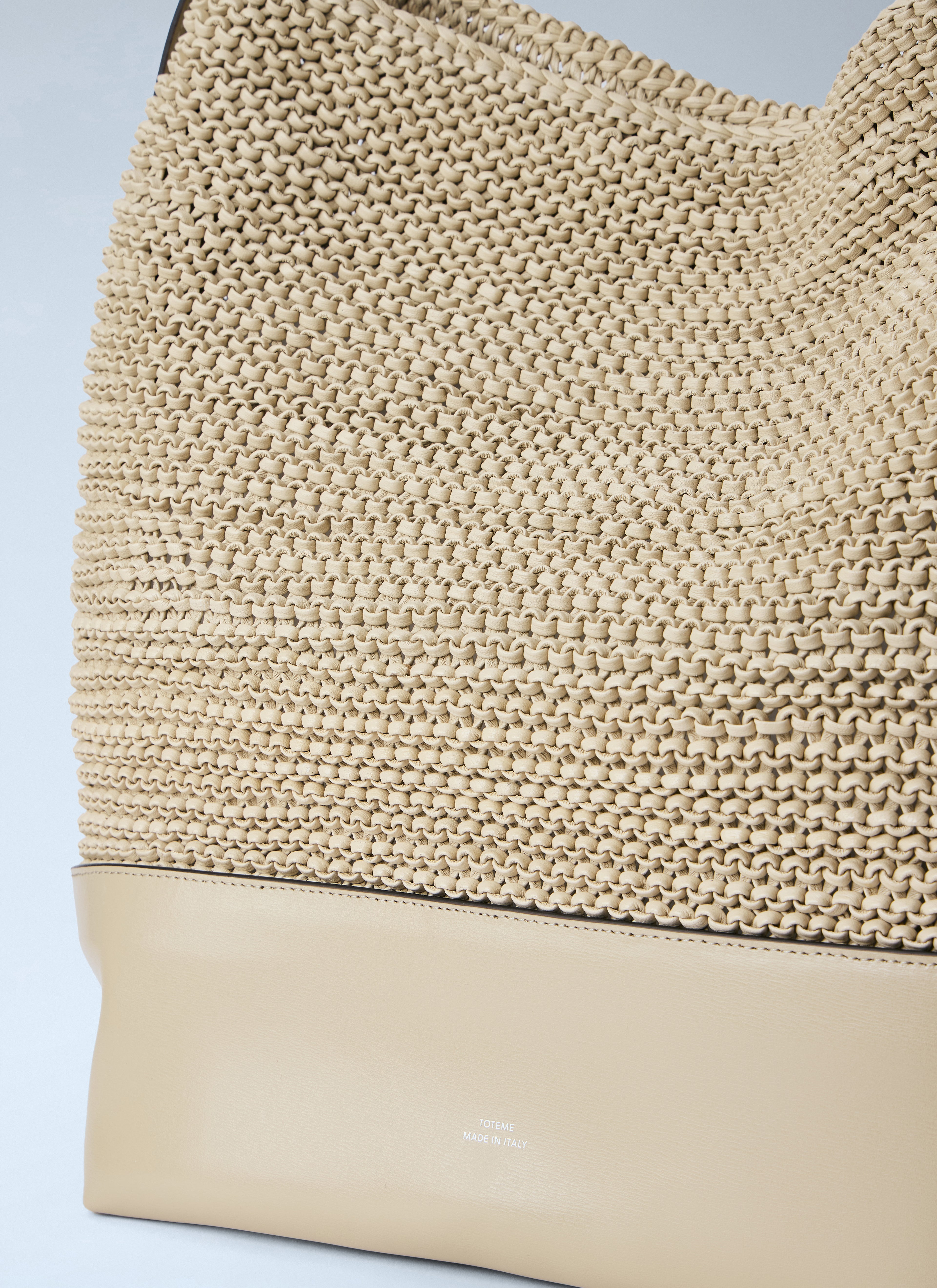 Belted Woven Leather Tote Bag