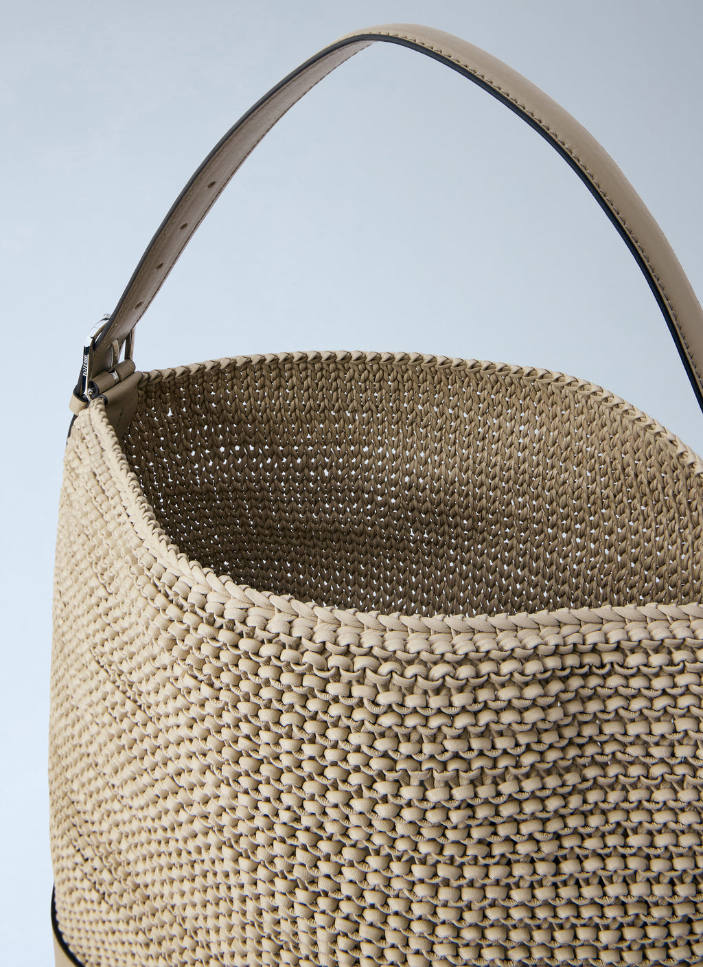 Belted Woven Leather Tote Bag