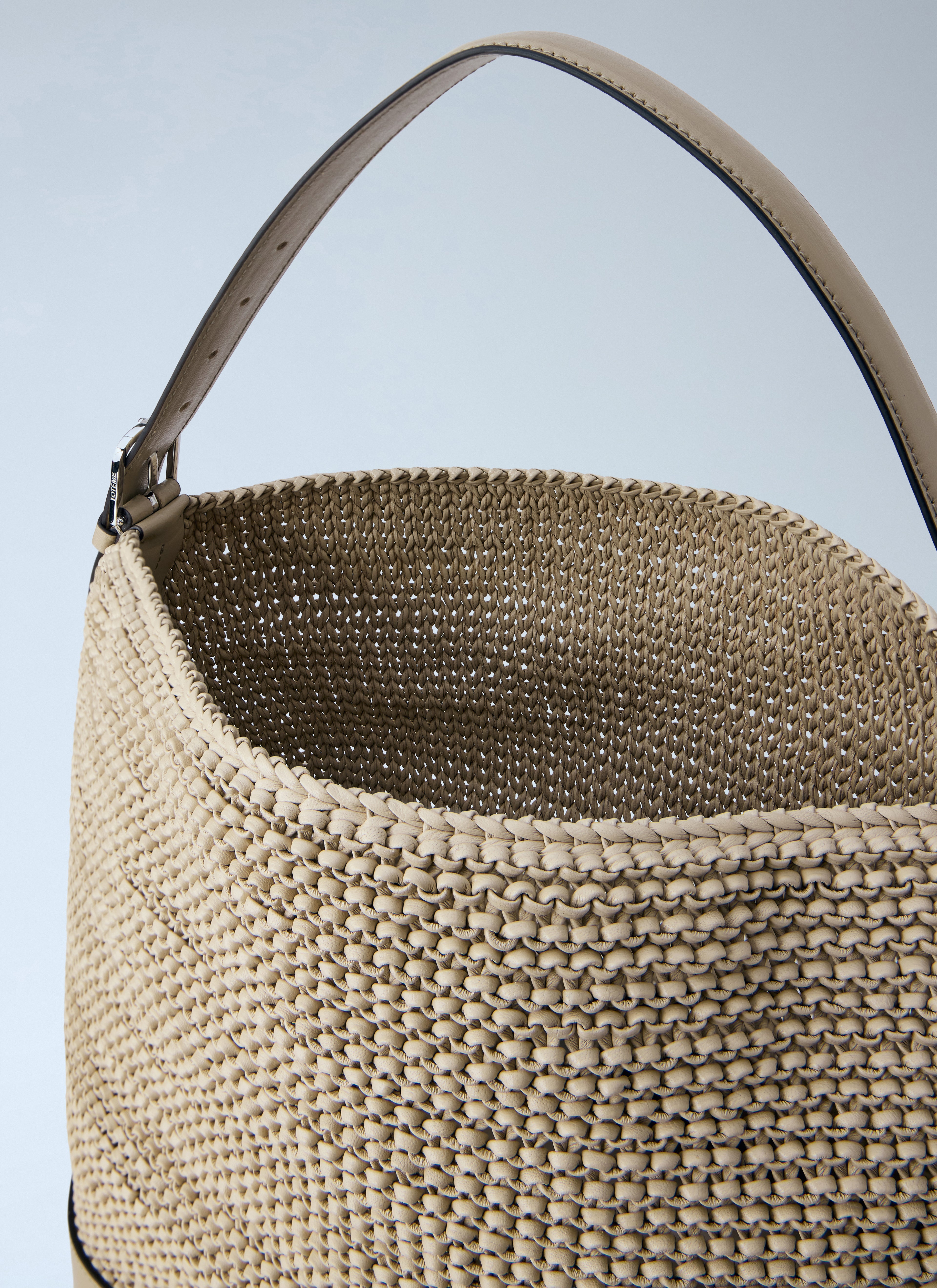 Belted Woven Leather Tote Bag