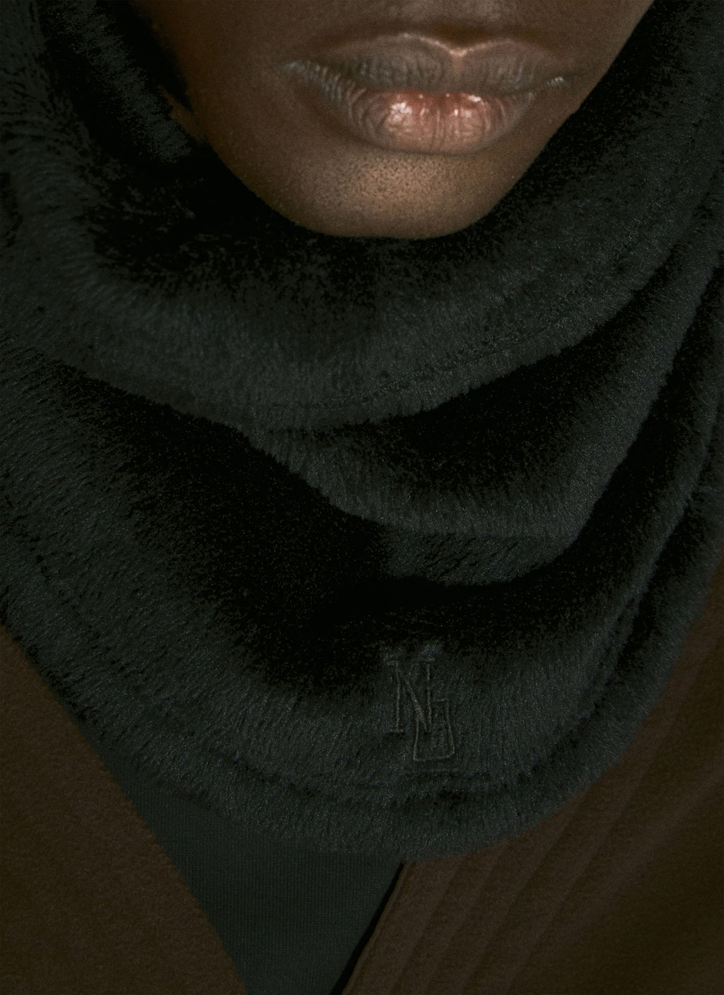 Logo Patch Velvet Scarf