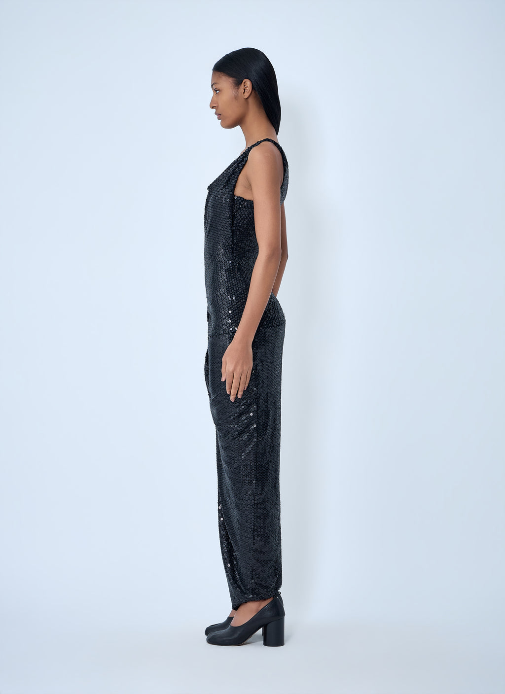 Sequined Cowl Neck Gown
