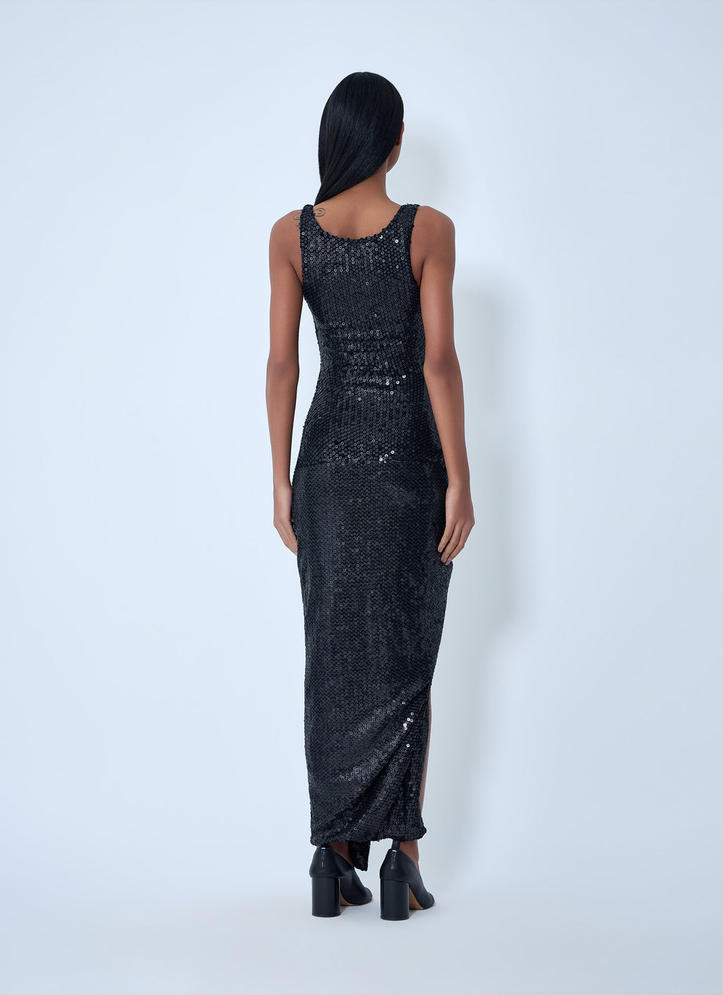 Sequined Cowl Neck Gown