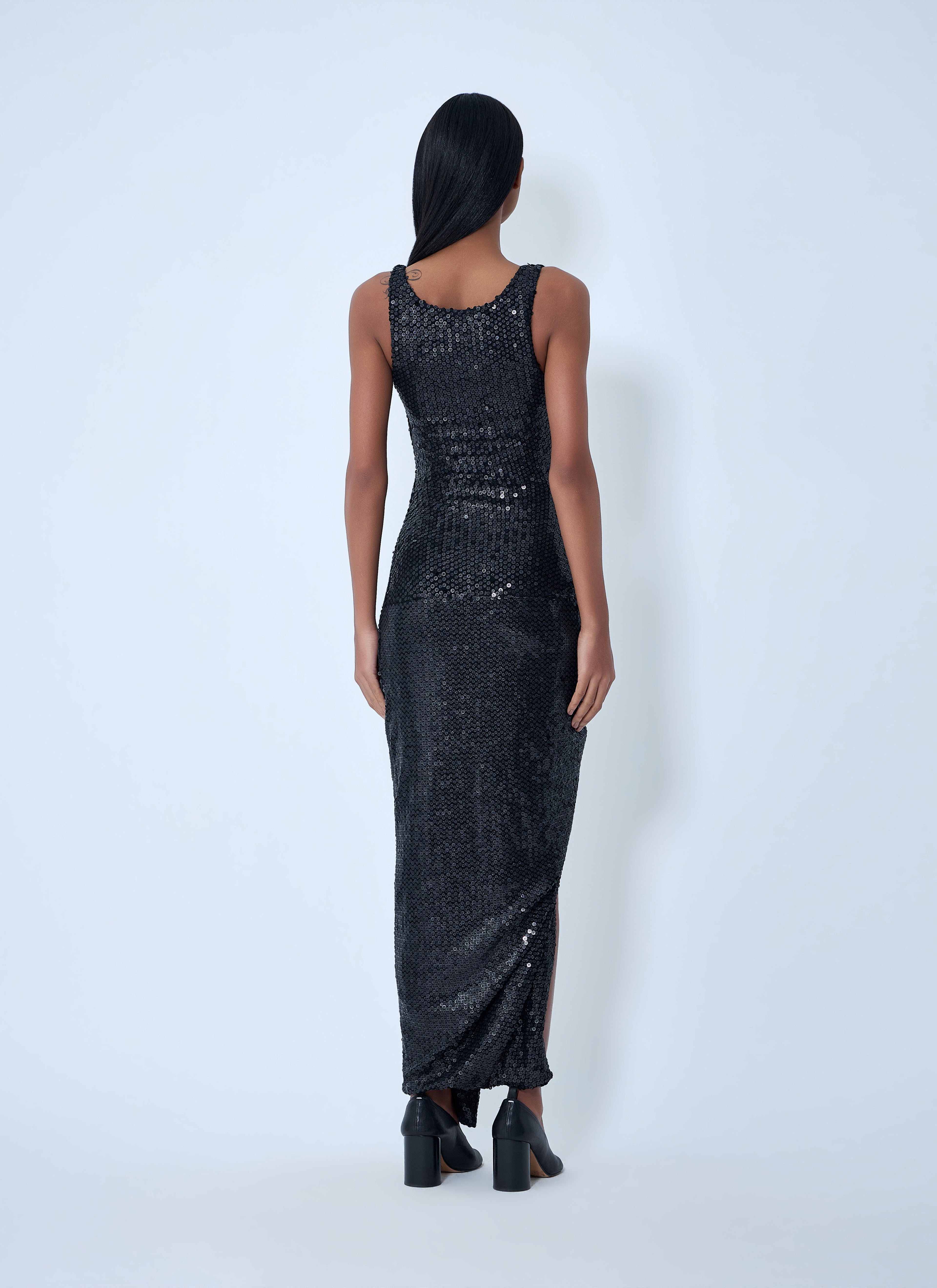 Sequined Cowl Neck Gown