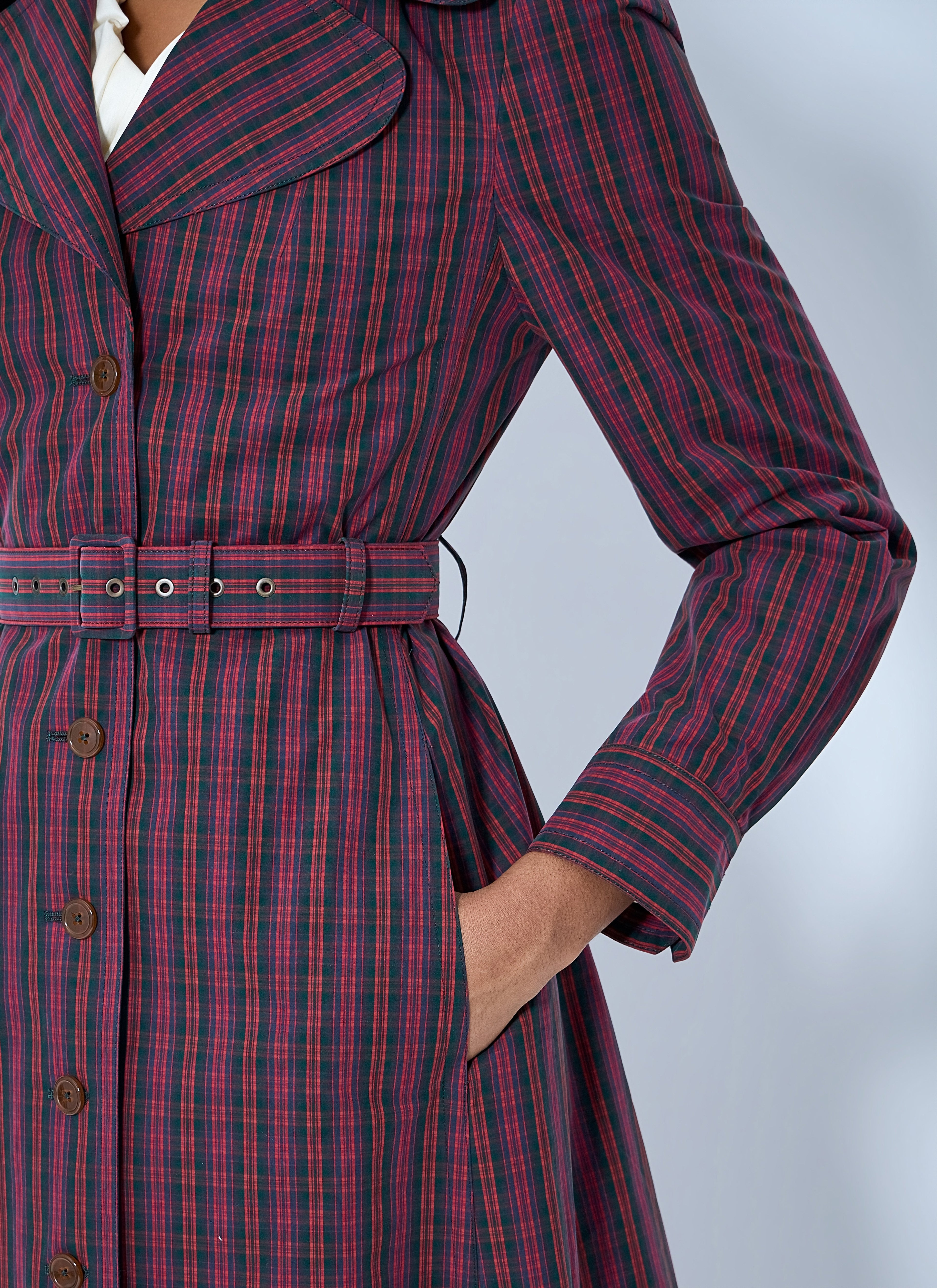 Belted Button-Down Trench Coat