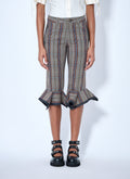 Flared Plaid Cropped Trousers