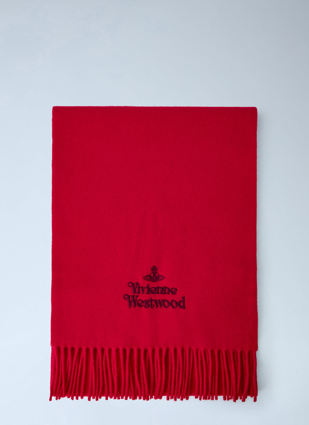 Logo Embroidered Wool Scarf