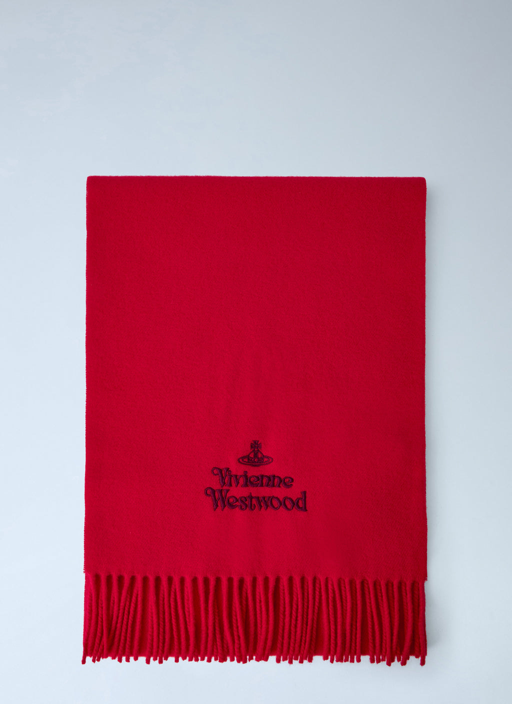 Logo Embroidered Wool Scarf