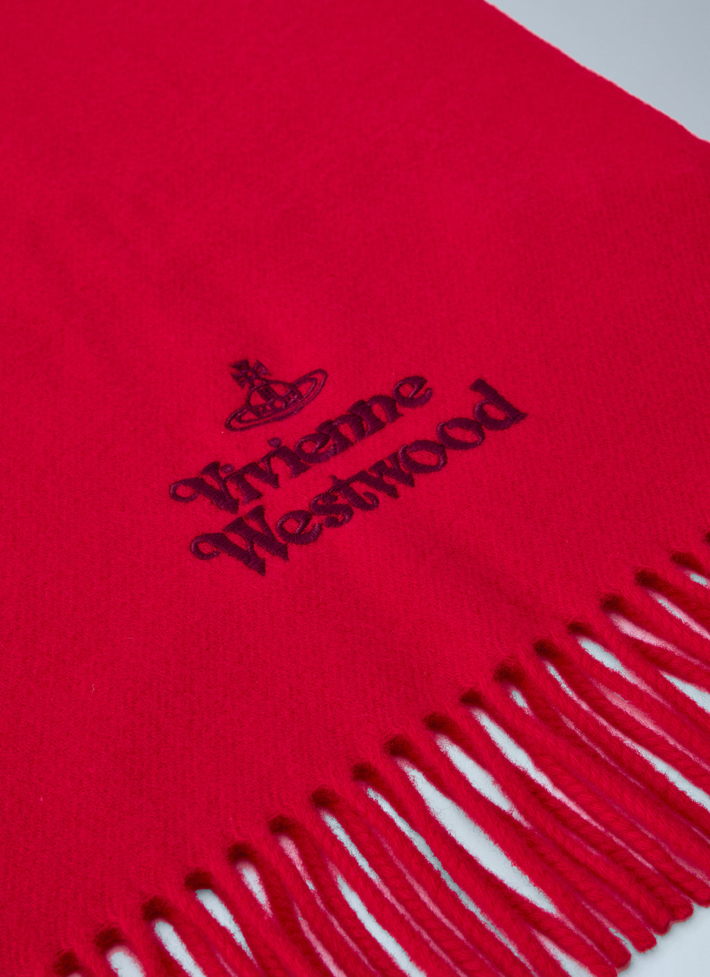 Logo Embroidered Wool Scarf