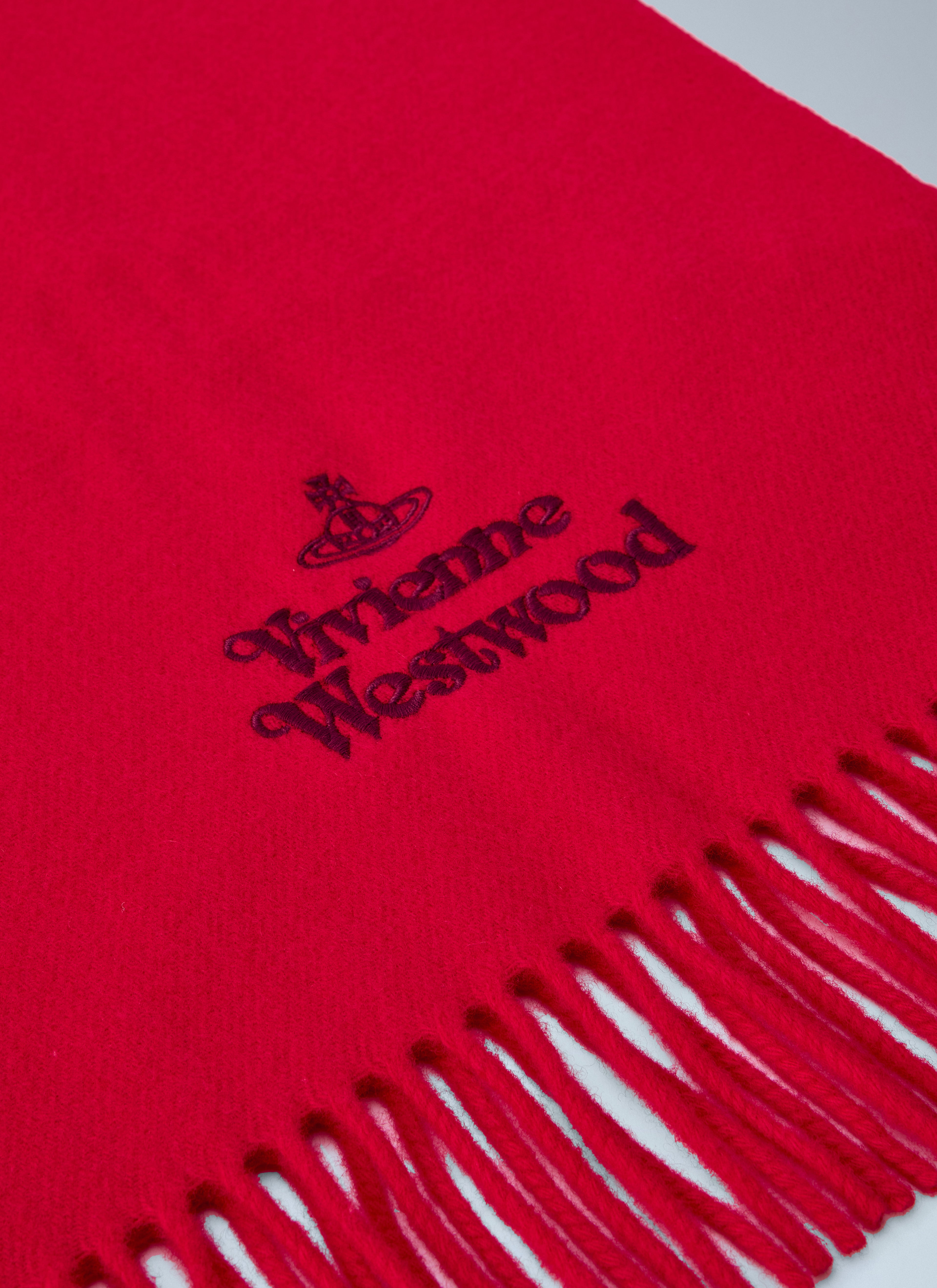 Logo Embroidered Wool Scarf