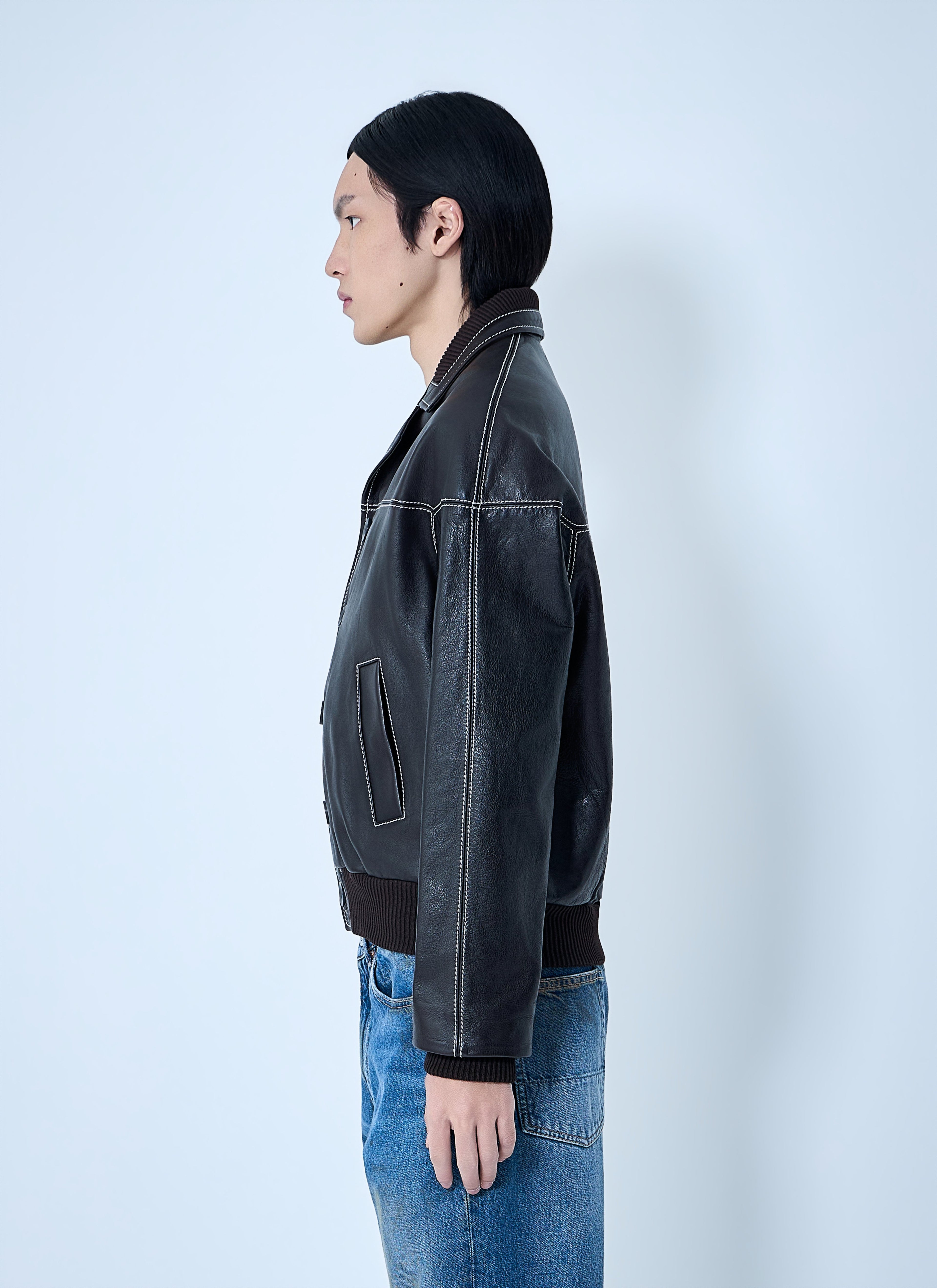 Leather Button-Up Jacket