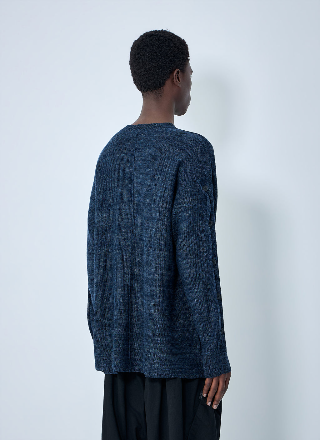 7G 2PLY Pallarel Yarn Button Detail Sweater