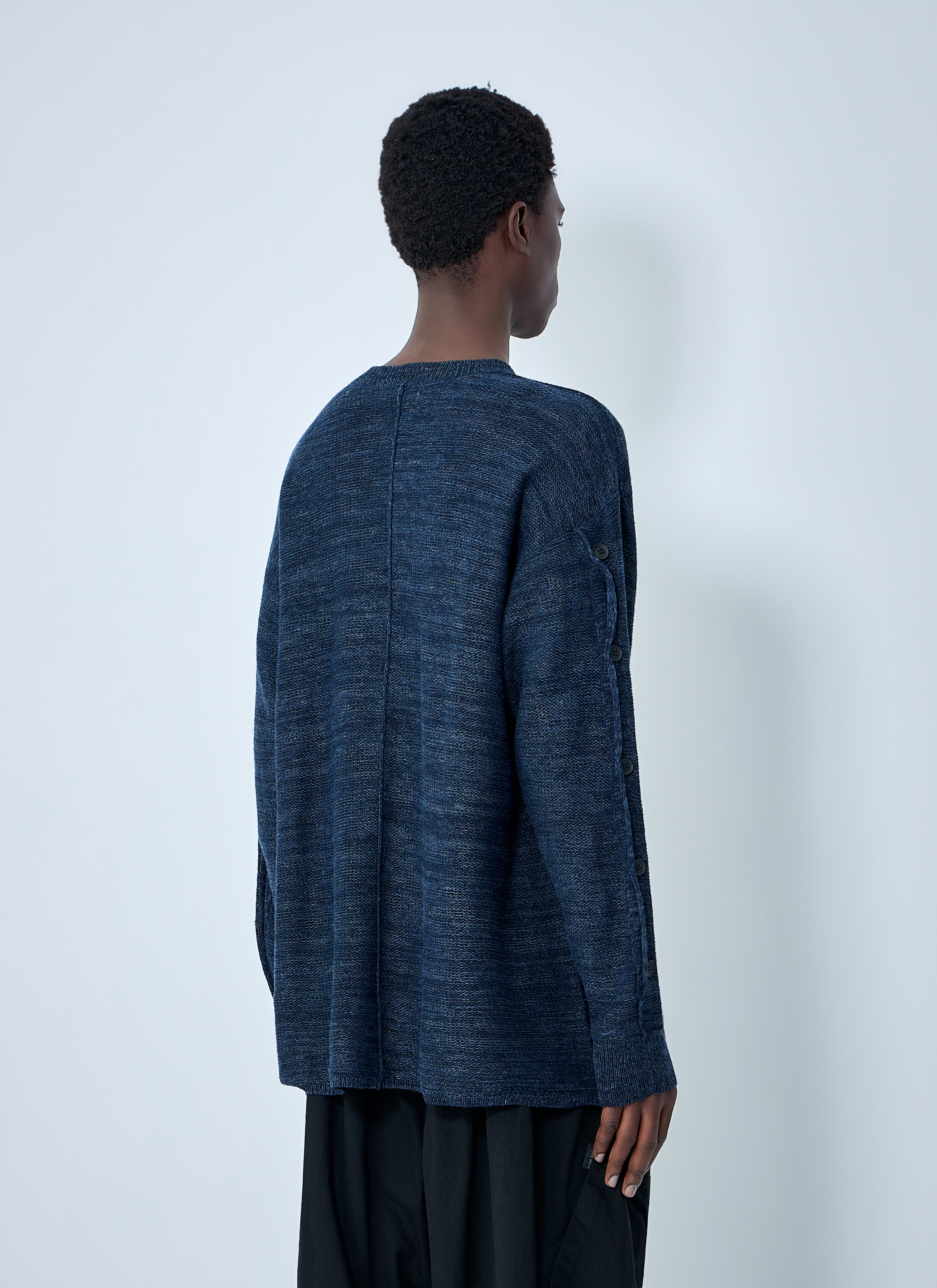 7G 2PLY Pallarel Yarn Button Detail Sweater