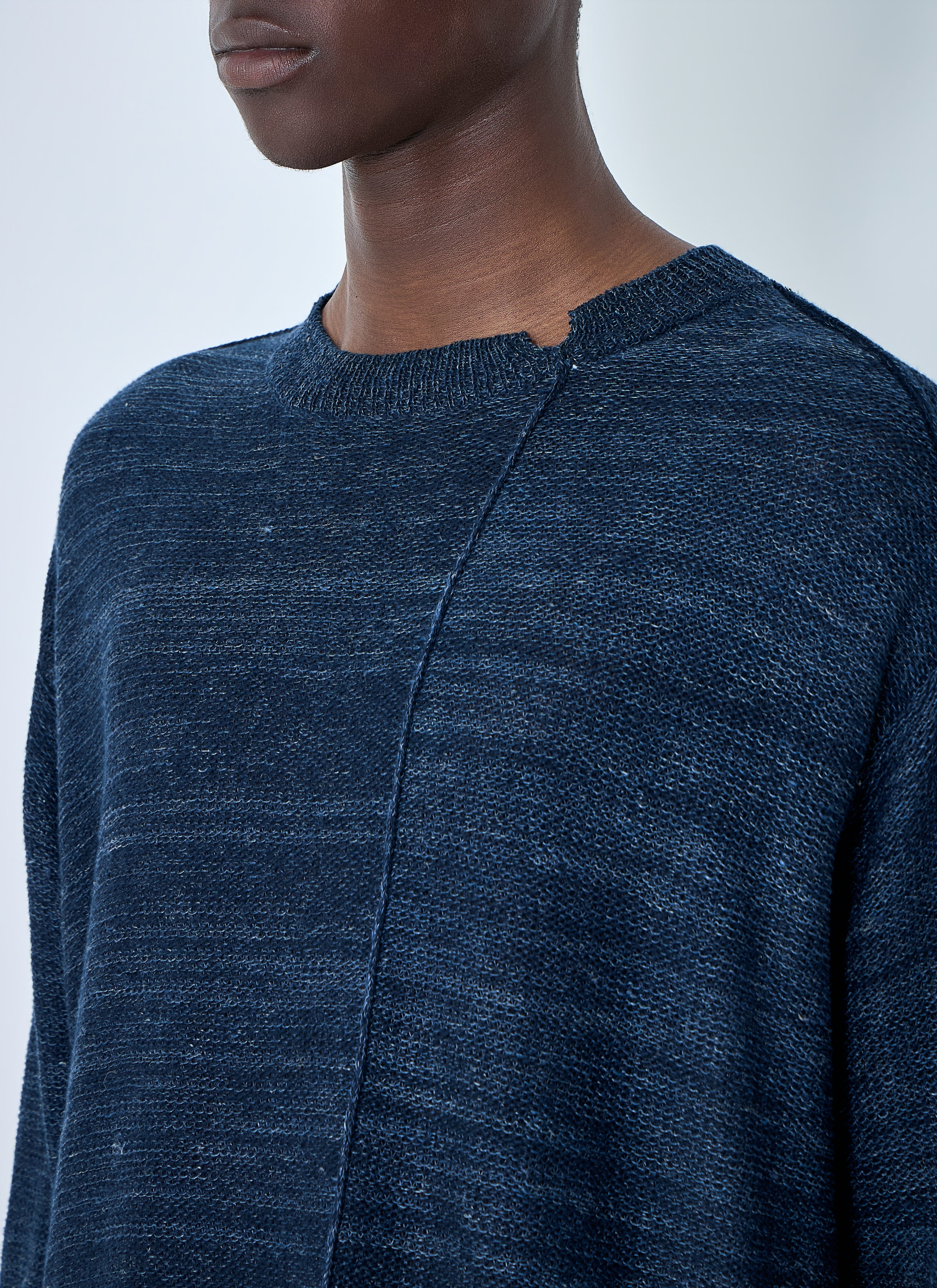 7G 2PLY Pallarel Yarn Button Detail Sweater