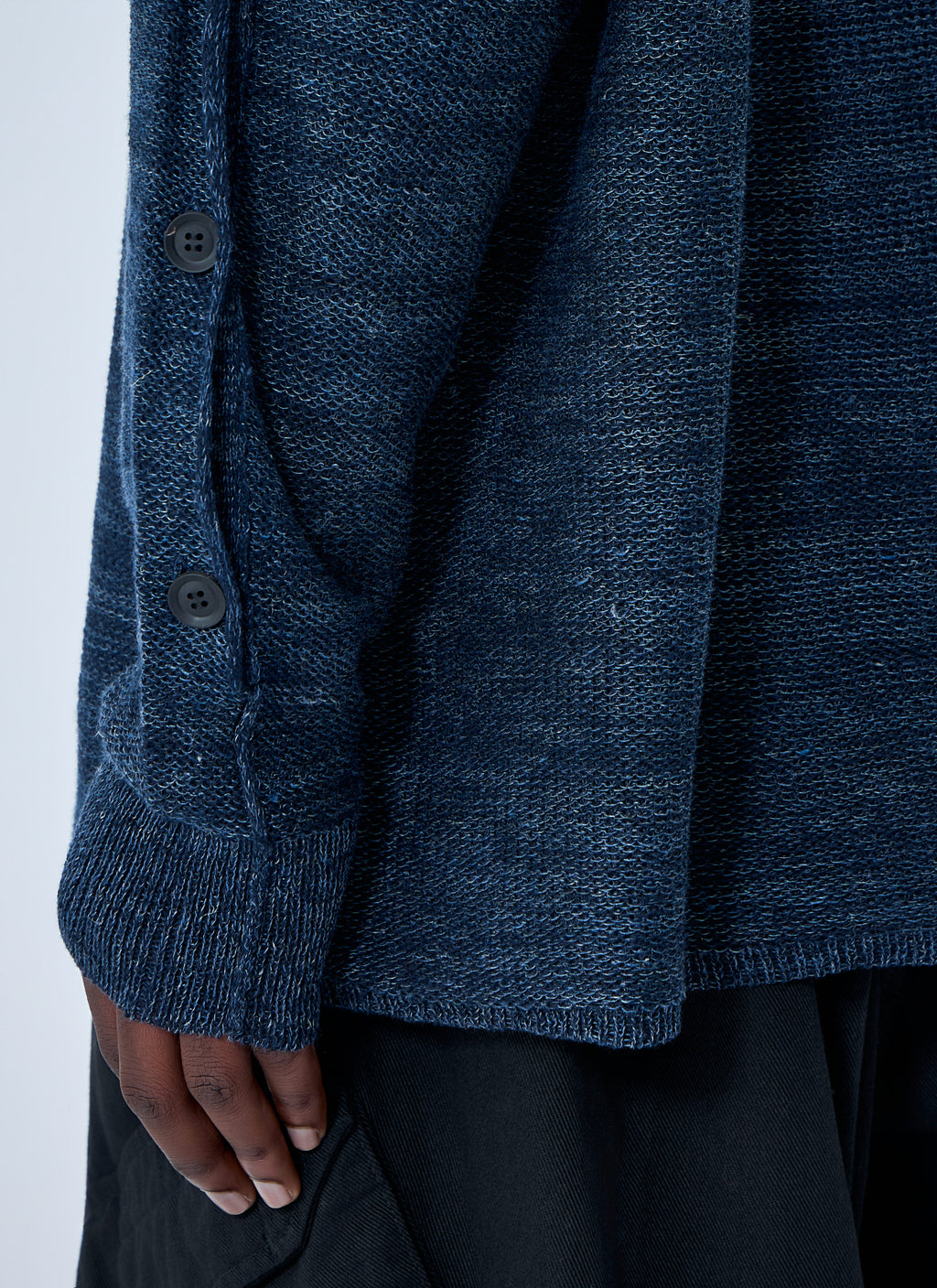 7G 2PLY Pallarel Yarn Button Detail Sweater