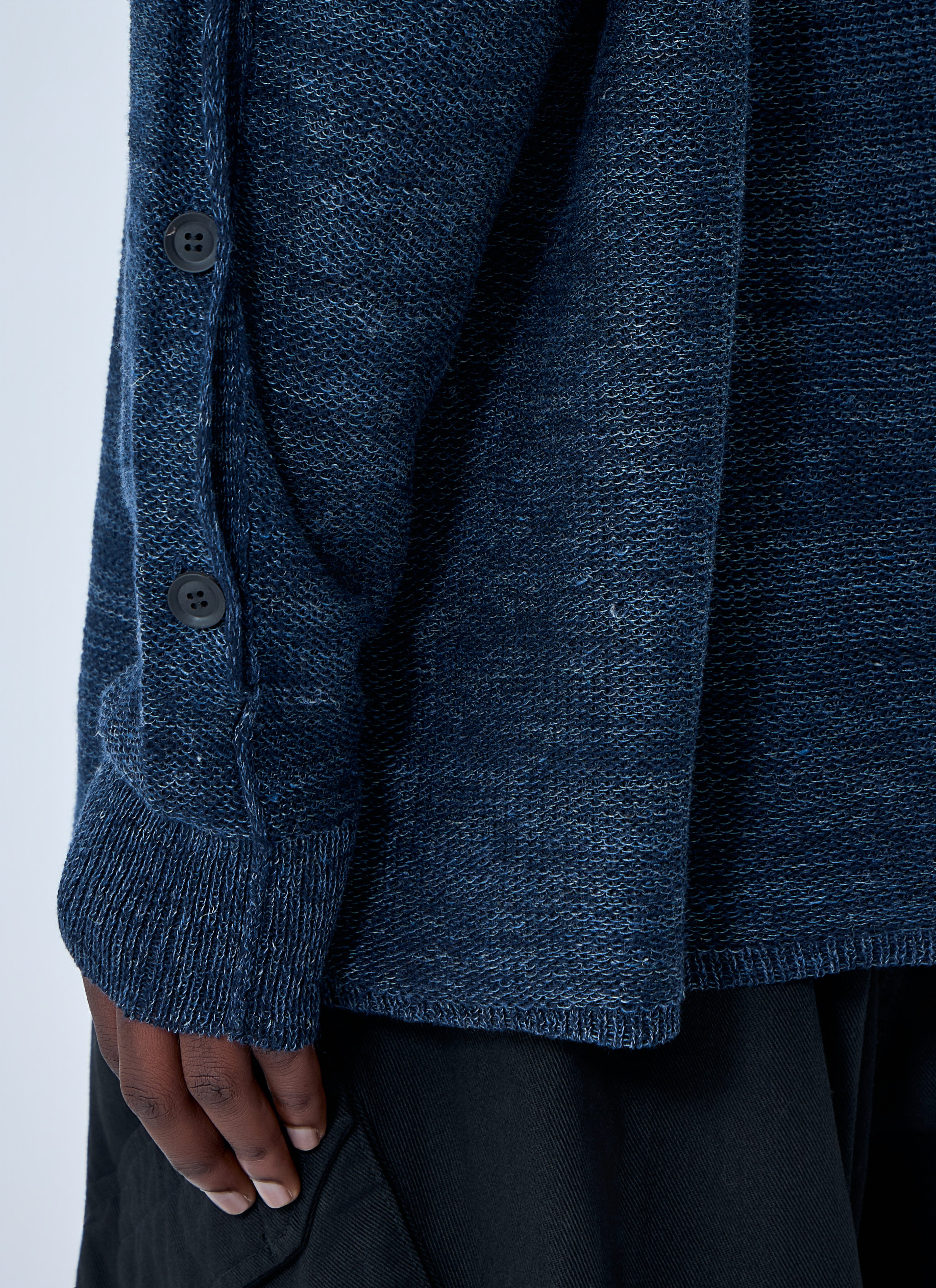 7G 2PLY Pallarel Yarn Button Detail Sweater