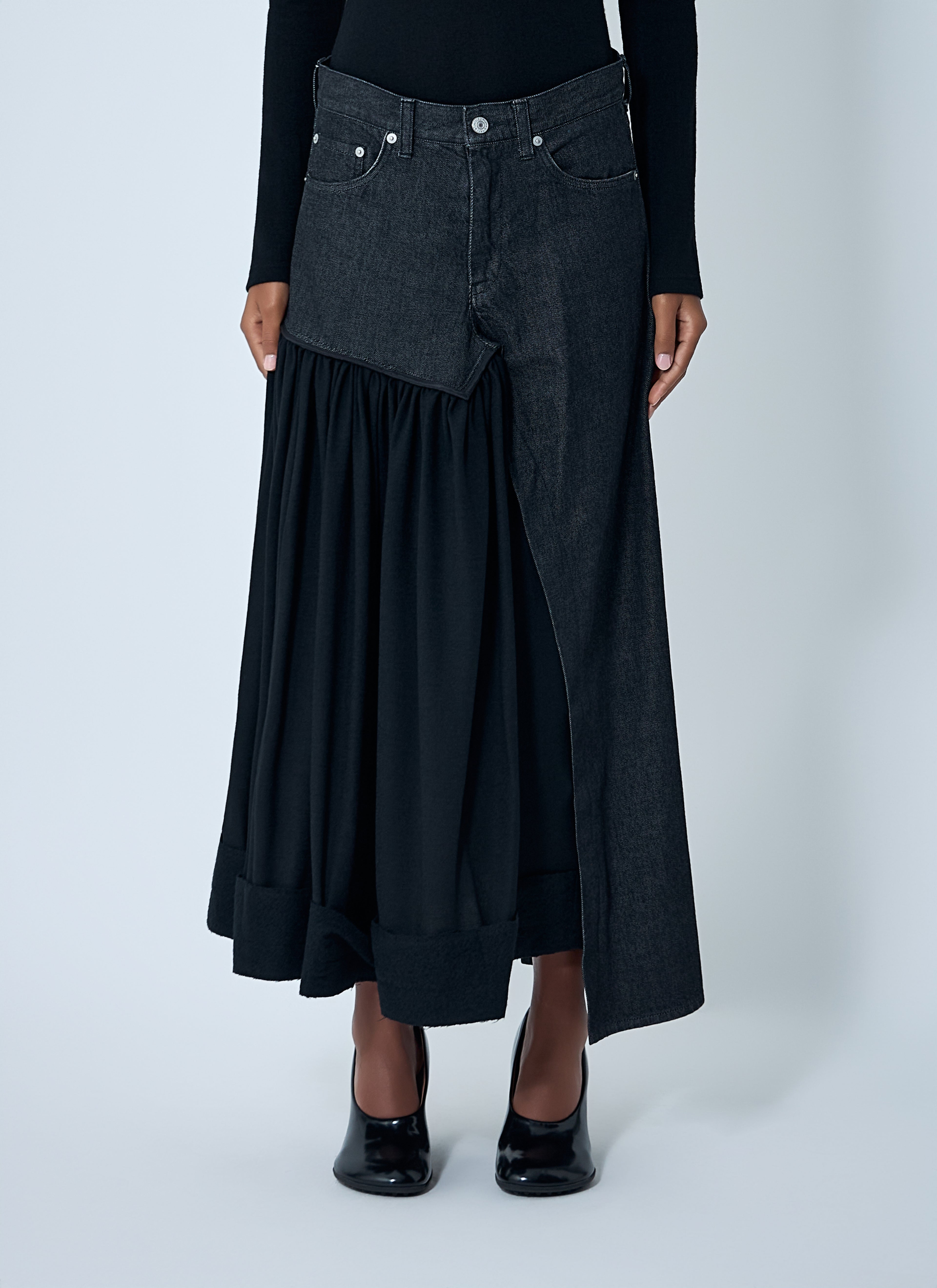 Cut-Off Combination Midi Skirt
