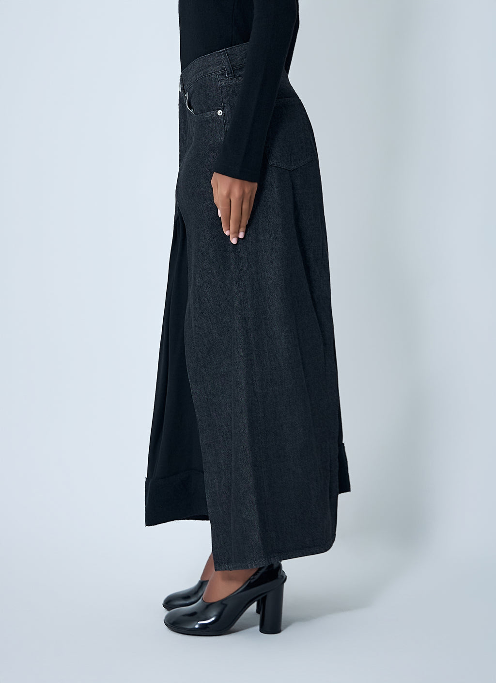 Cut-Off Combination Midi Skirt