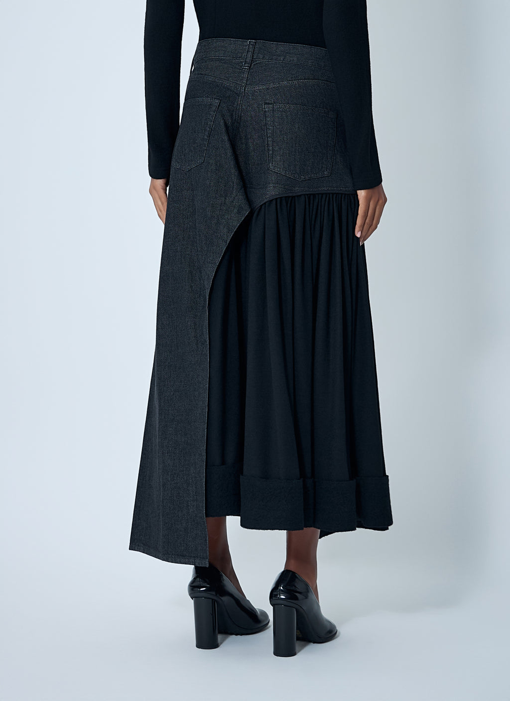 Cut-Off Combination Midi Skirt