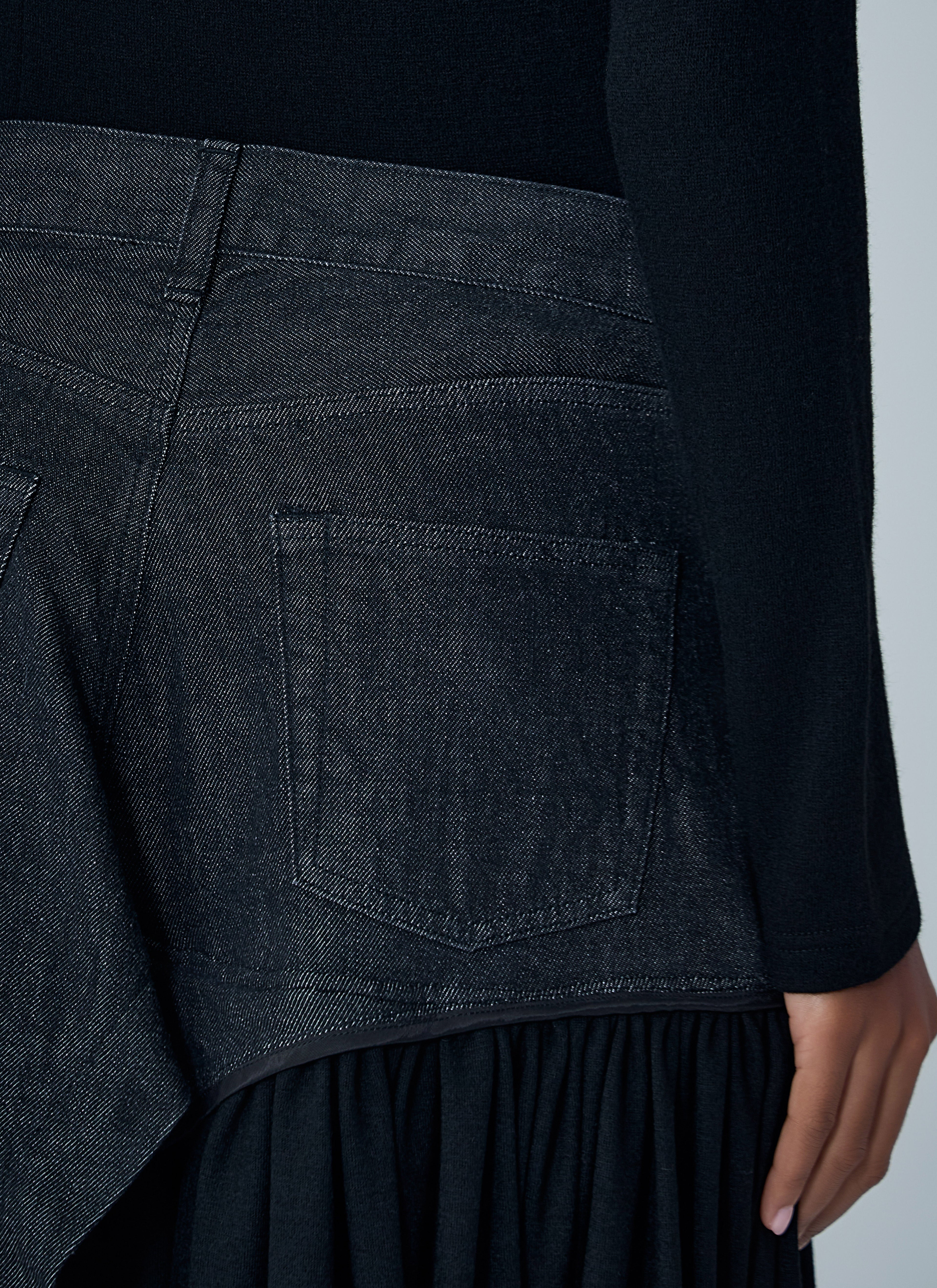 Cut-Off Combination Midi Skirt