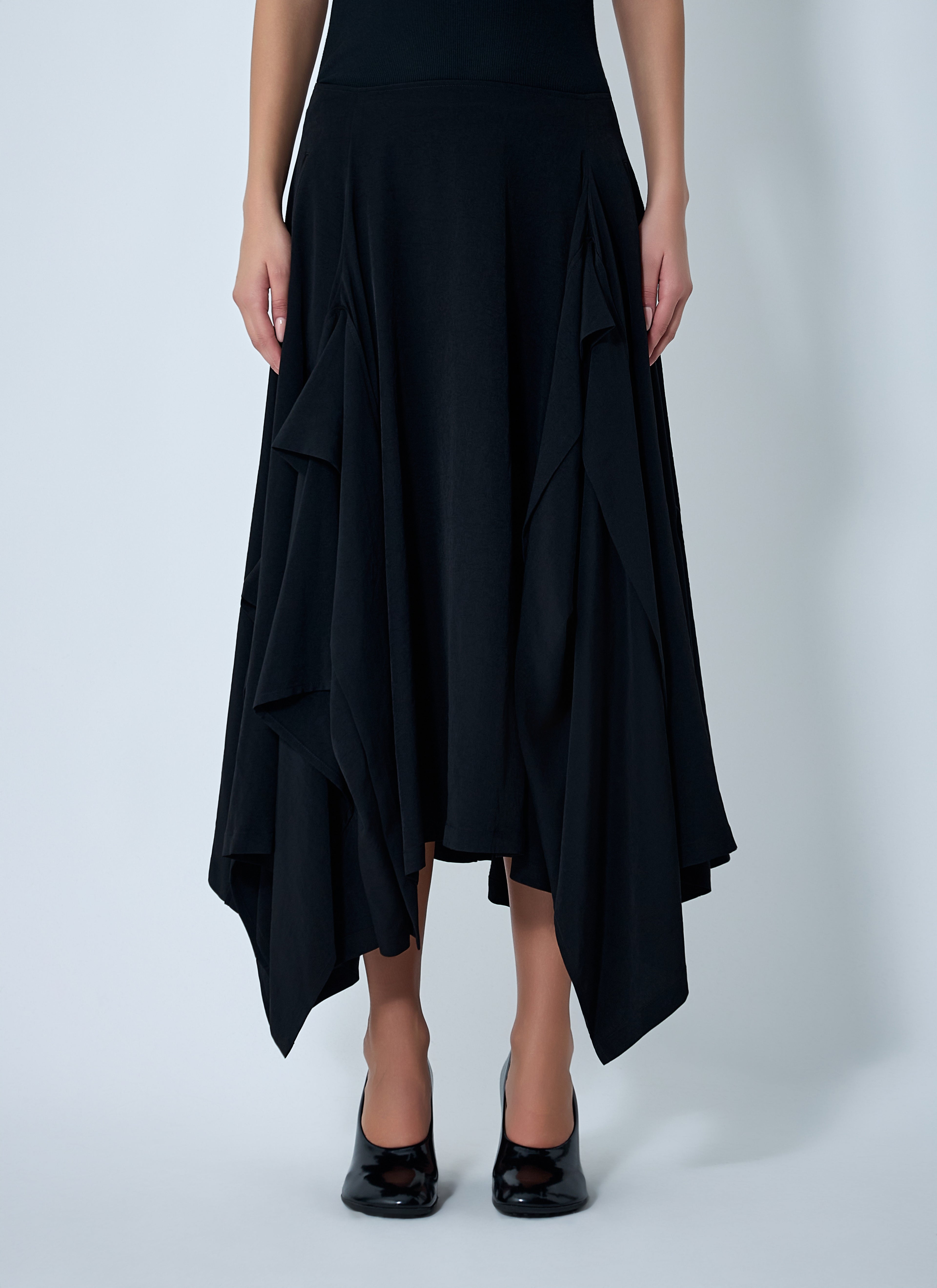 Paneled Flare Midi Skirt