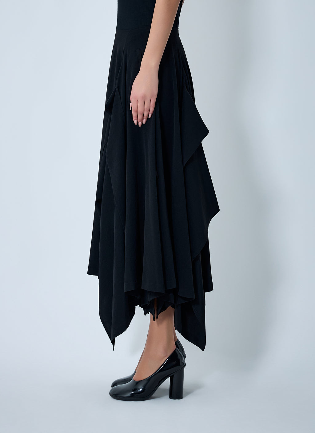 Paneled Flare Midi Skirt