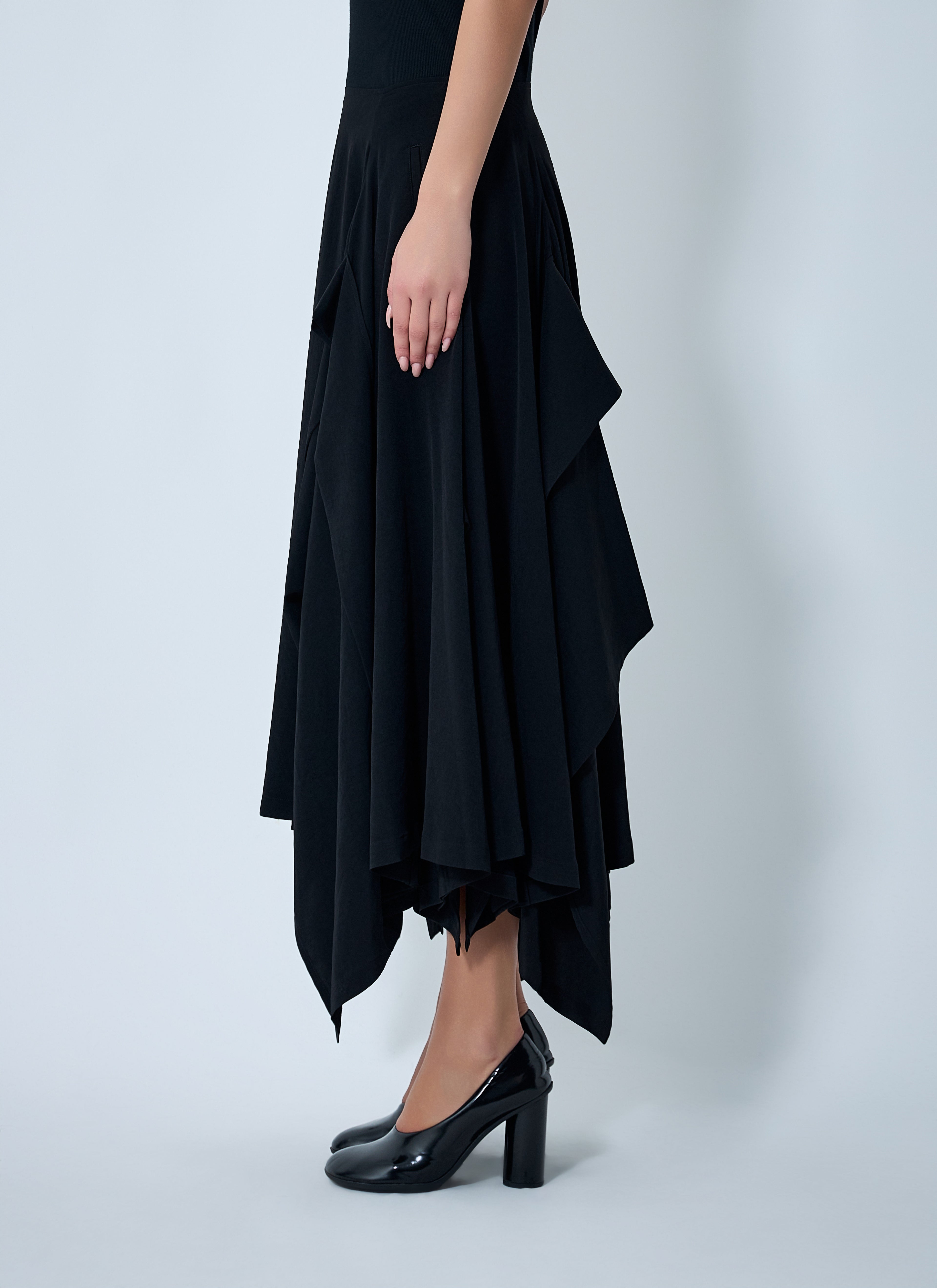 Paneled Flare Midi Skirt