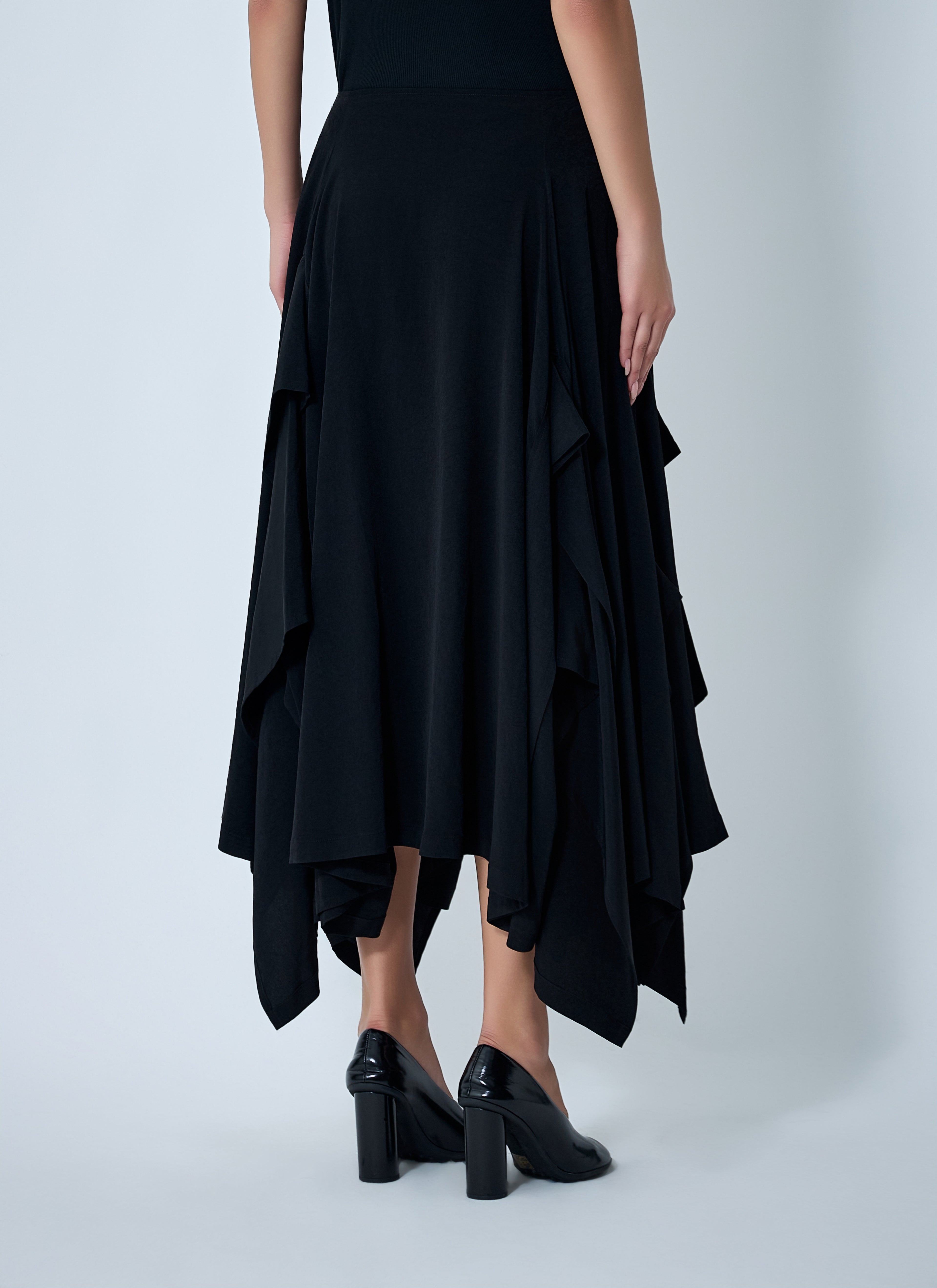 Paneled Flare Midi Skirt