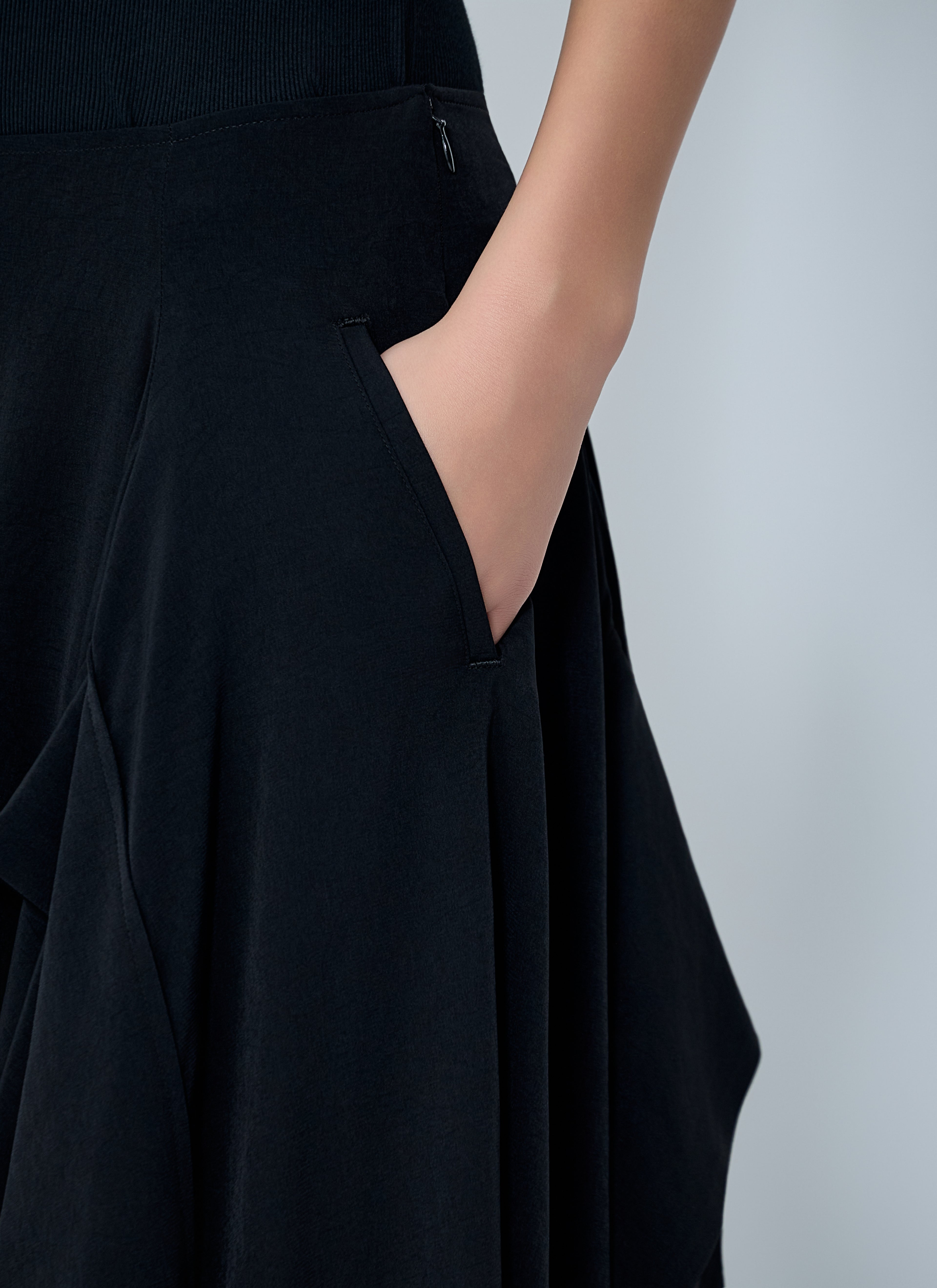 Paneled Flare Midi Skirt