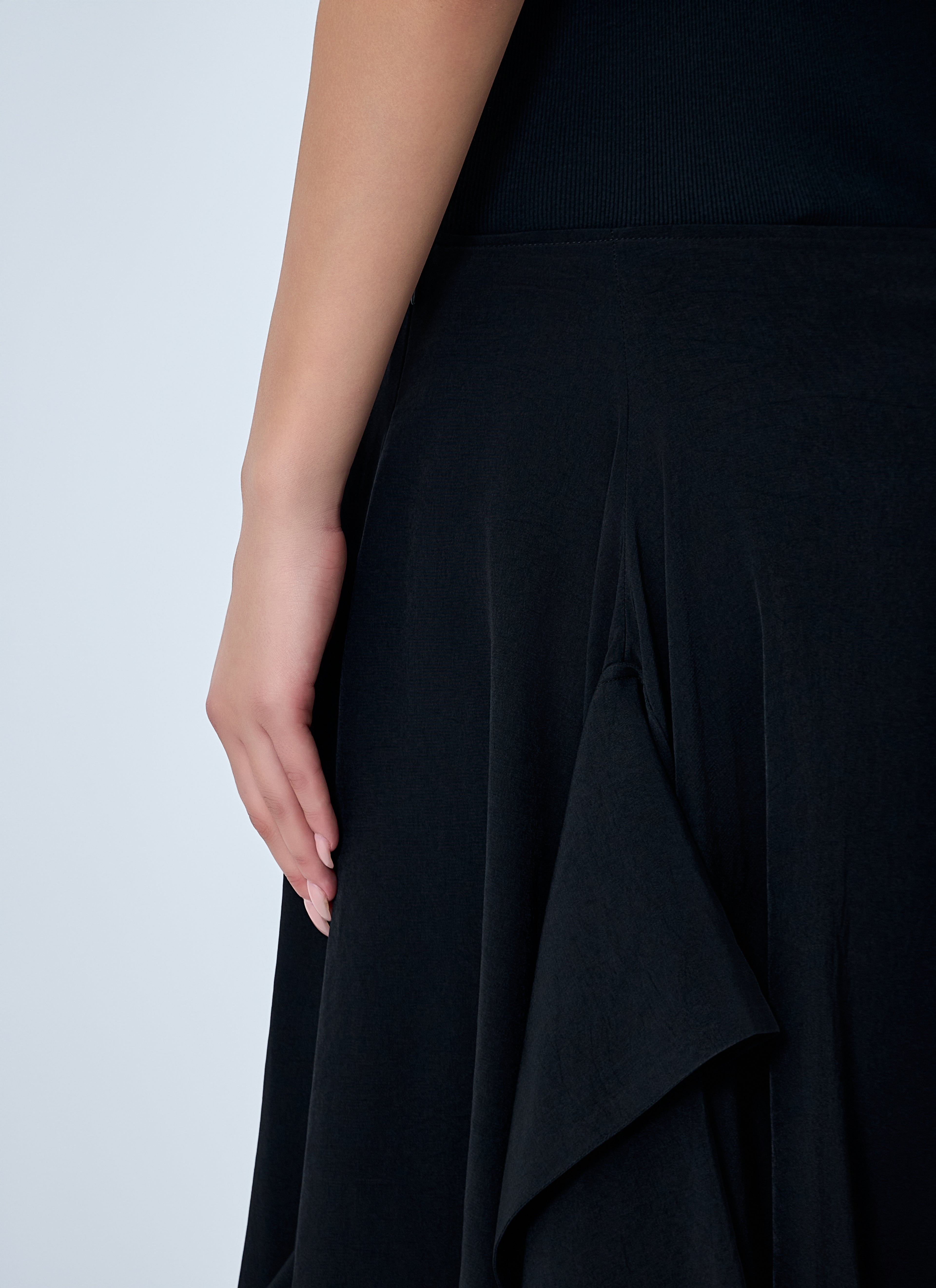 Paneled Flare Midi Skirt