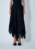 Gauzed Frilled Midi Skirt