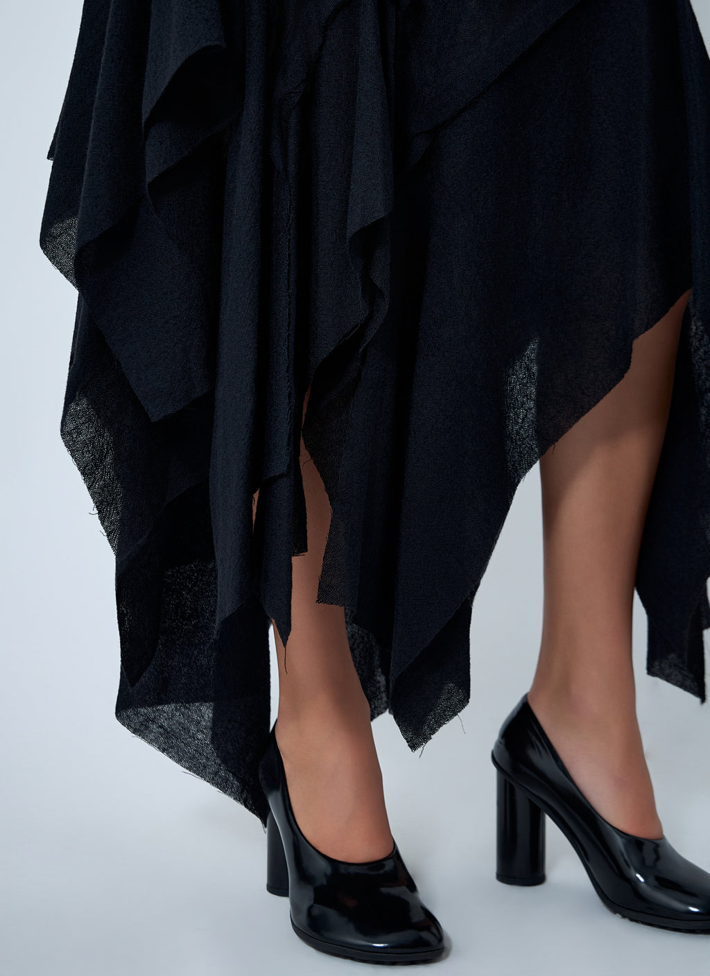 Gauzed Frilled Midi Skirt