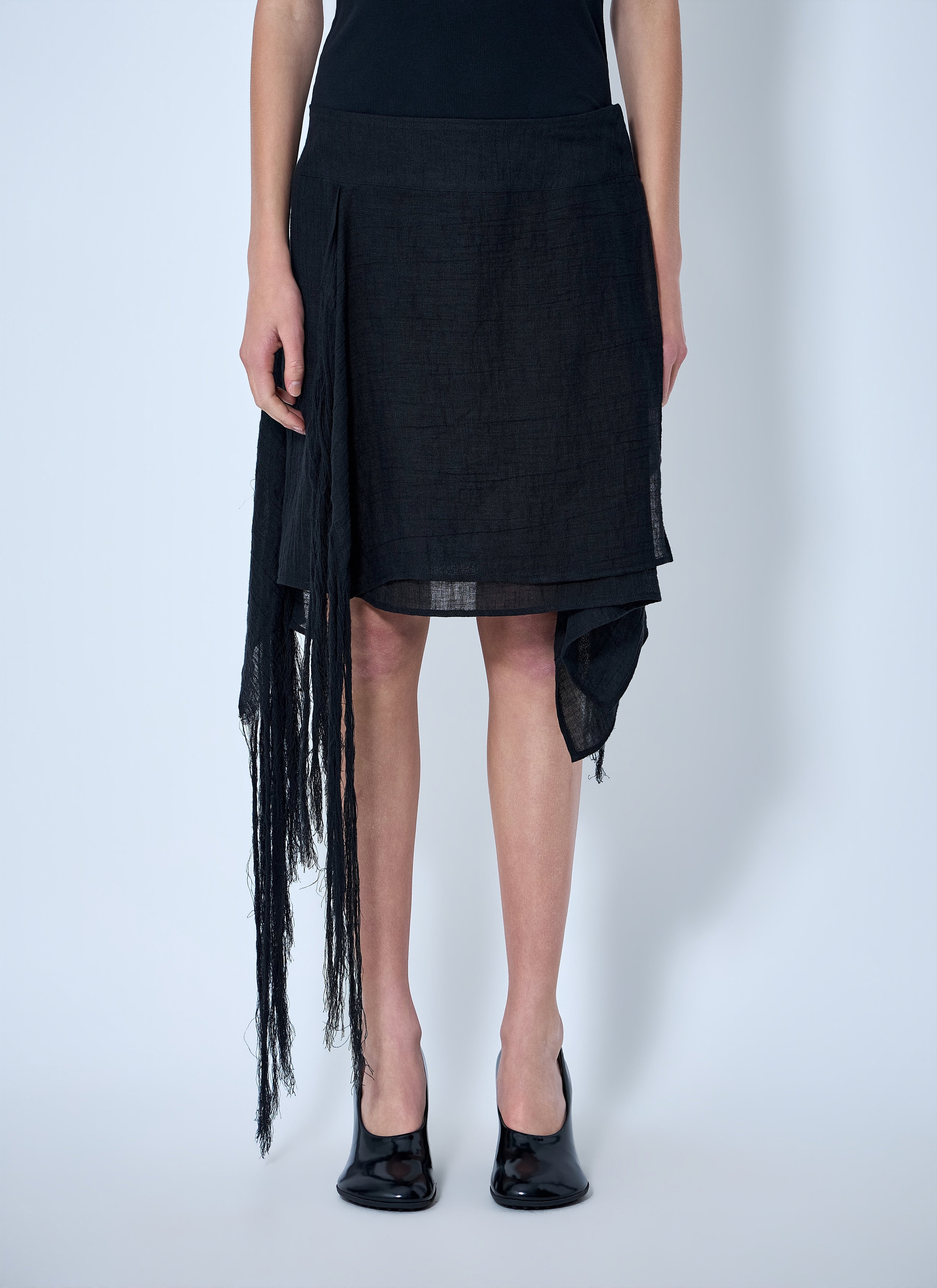 Asymmetric Fringe Skirt