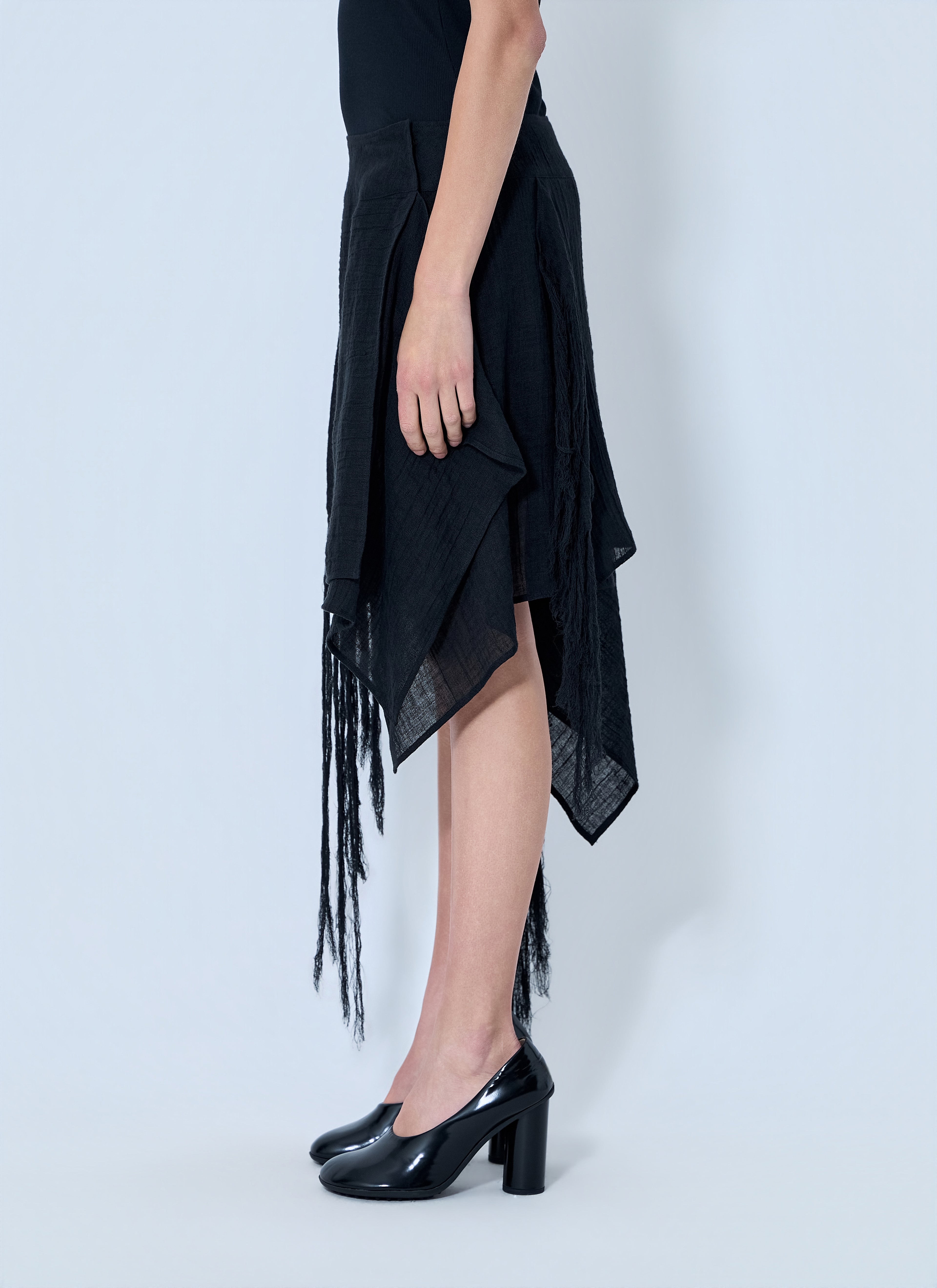 Asymmetric Fringe Skirt