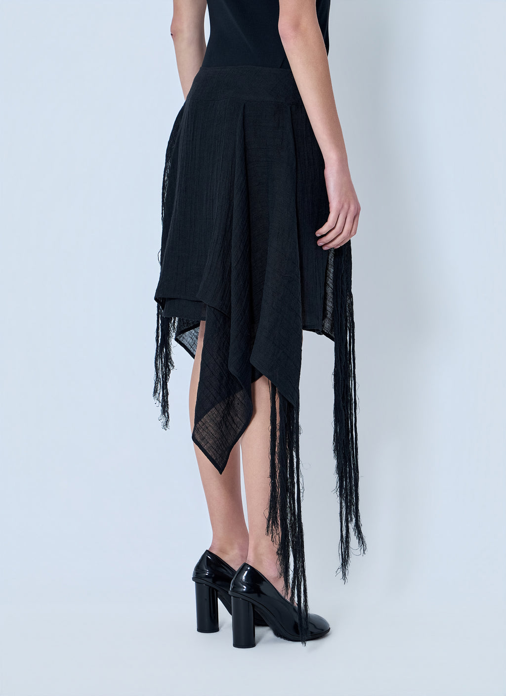 Asymmetric Fringe Skirt