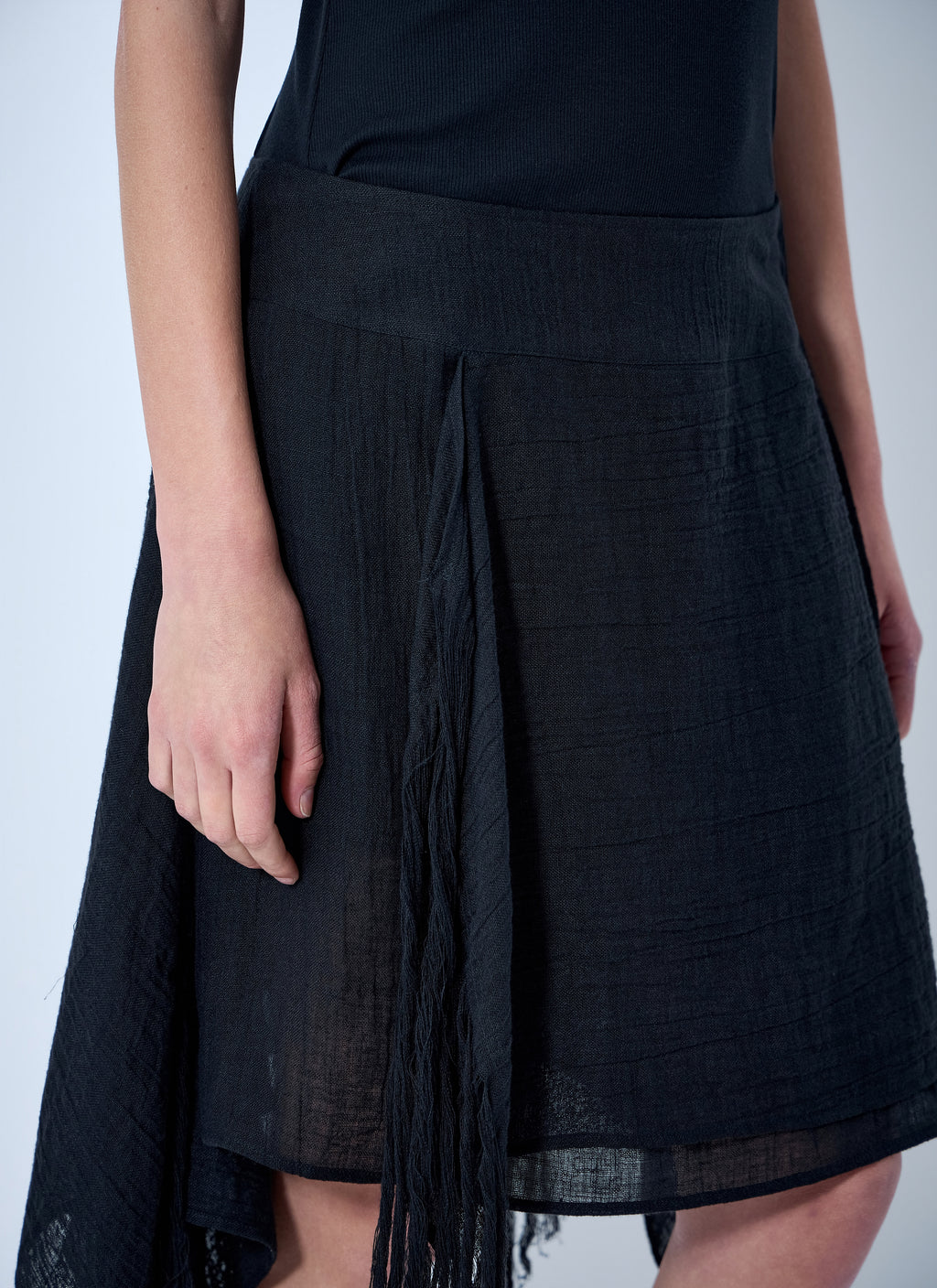 Asymmetric Fringe Skirt