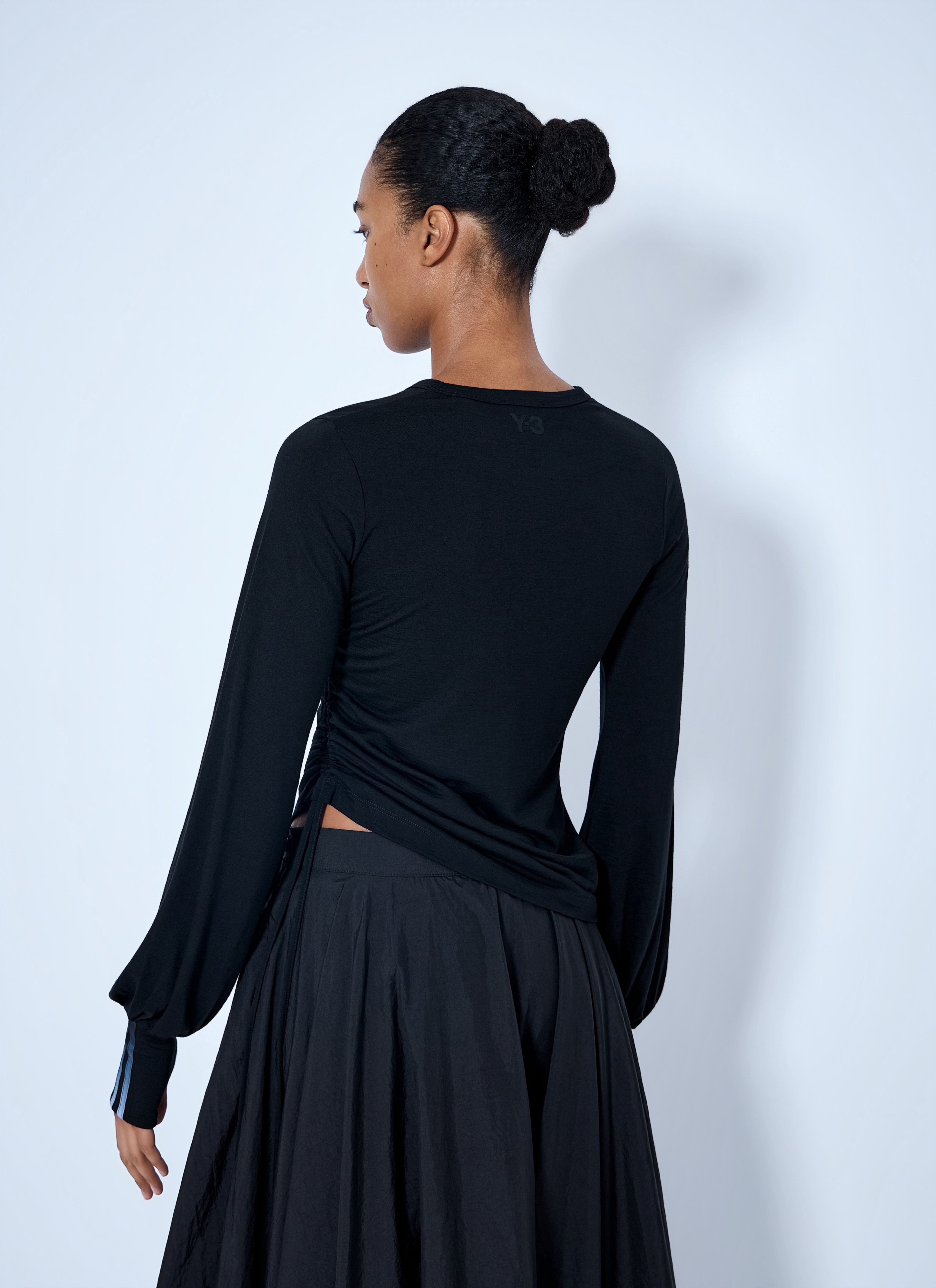 Wool Cinched Drape Longsleeve T-Shirt