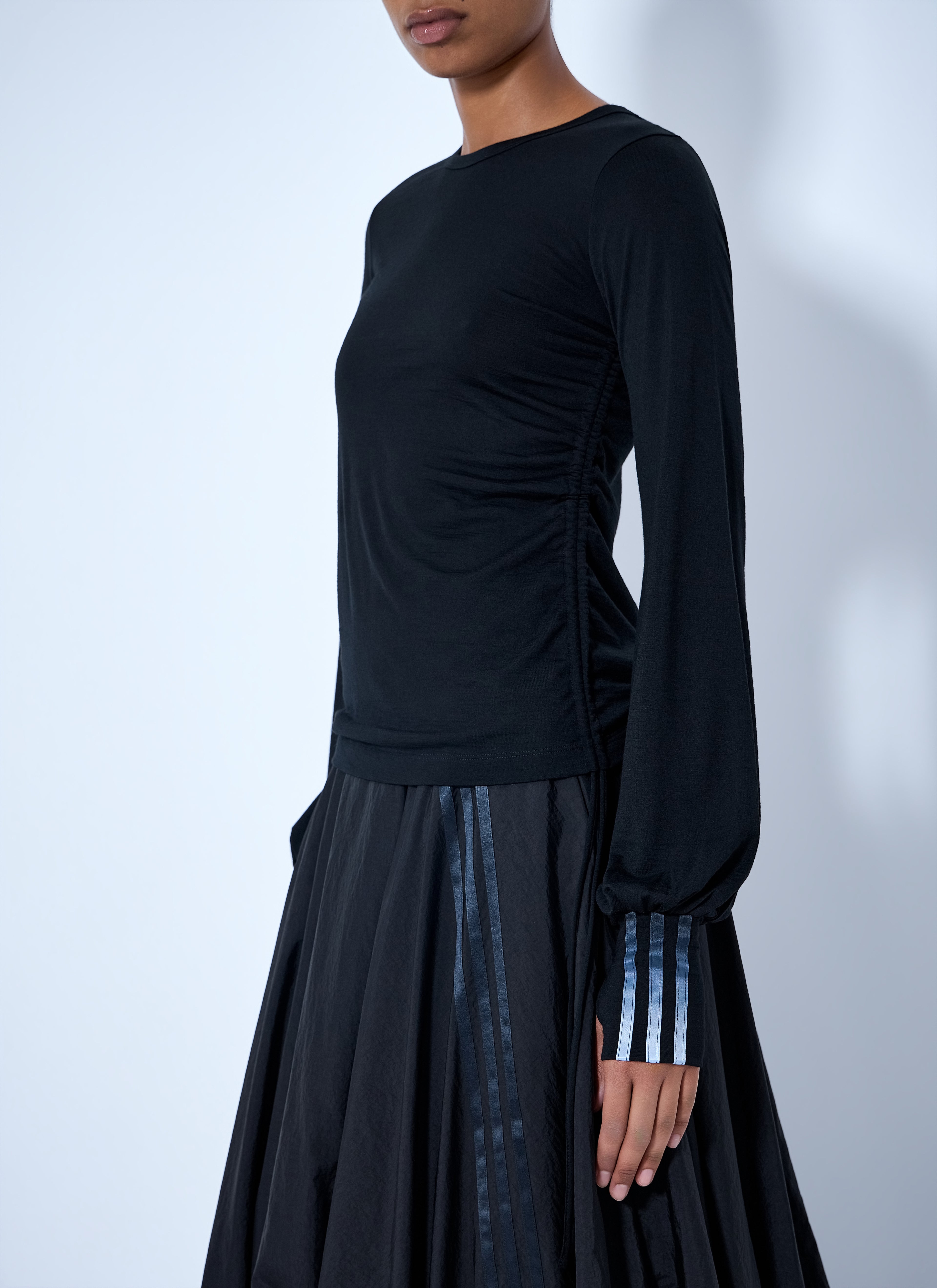 Wool Cinched Drape Longsleeve T-Shirt